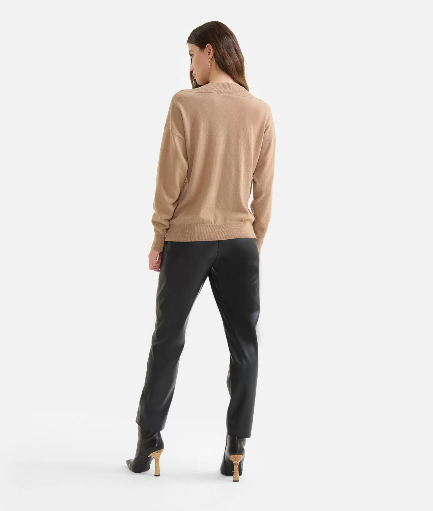 Alviero martini 1a classe Maglia in filato misto cashmere con bottoni Geo Classic Cammello Duty-free