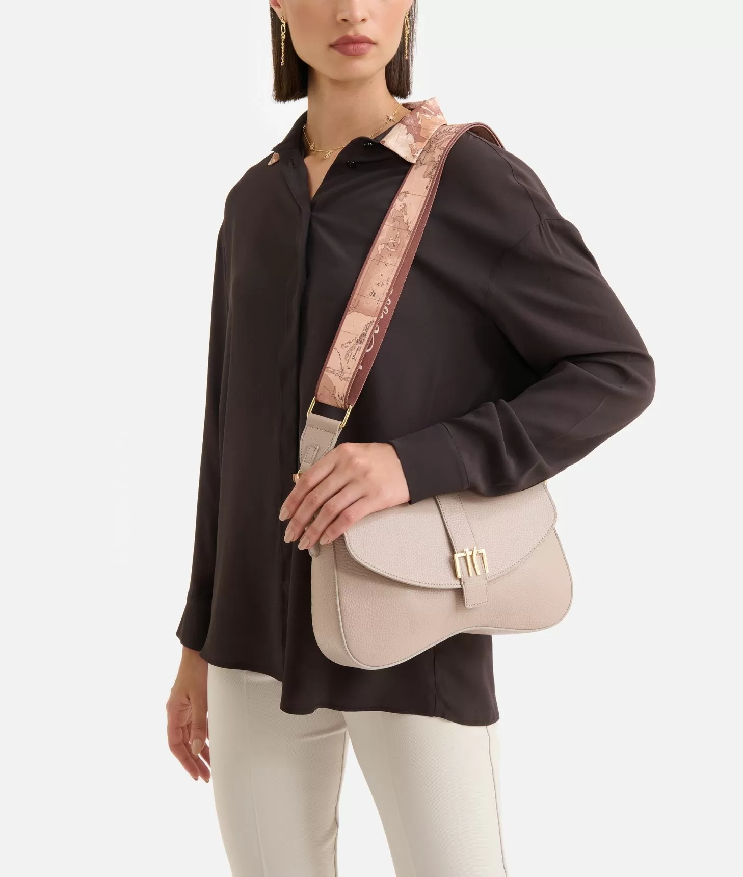 Alviero martini 1a classe Inspiring Bag tracolla con patta Taupe Chiaro Qualità
