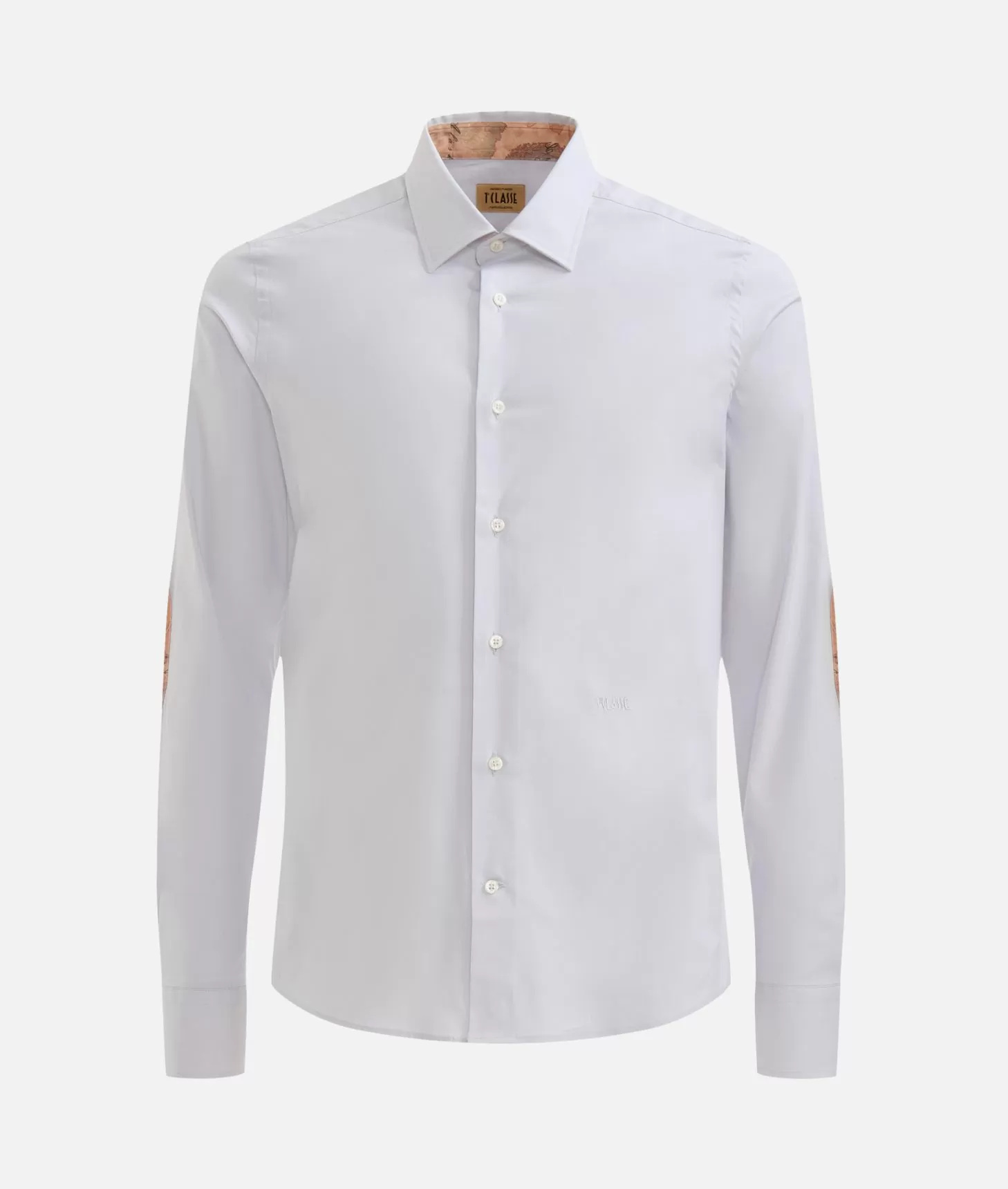 Alviero martini 1a classe Camicia super slim in cotone stretch con toppe Geo Classic Grigio Chiaro Soddisfazione Garantita