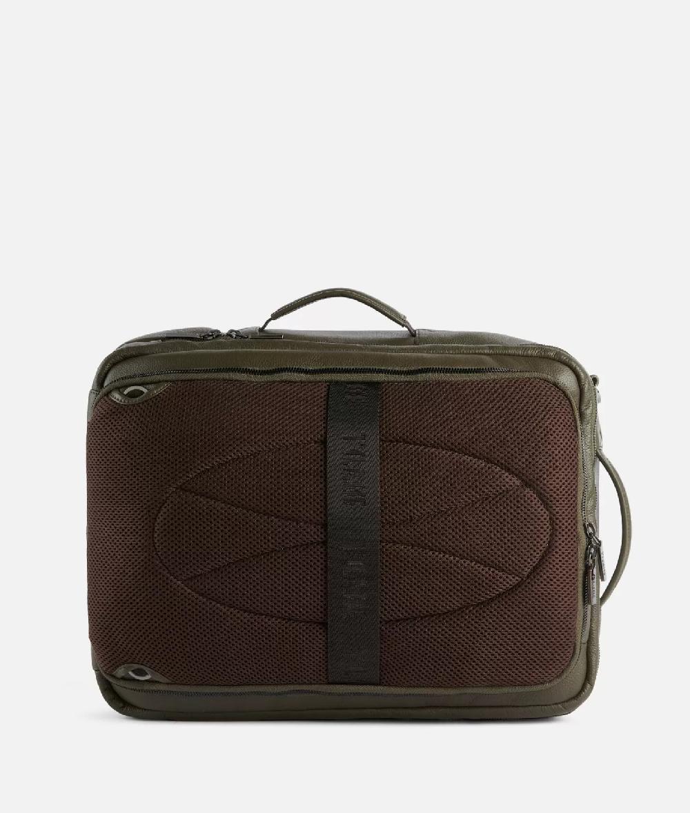 Alviero martini 1a classe Beta Leather zaino da viaggio tripla portabilità Verde Militare Nuova