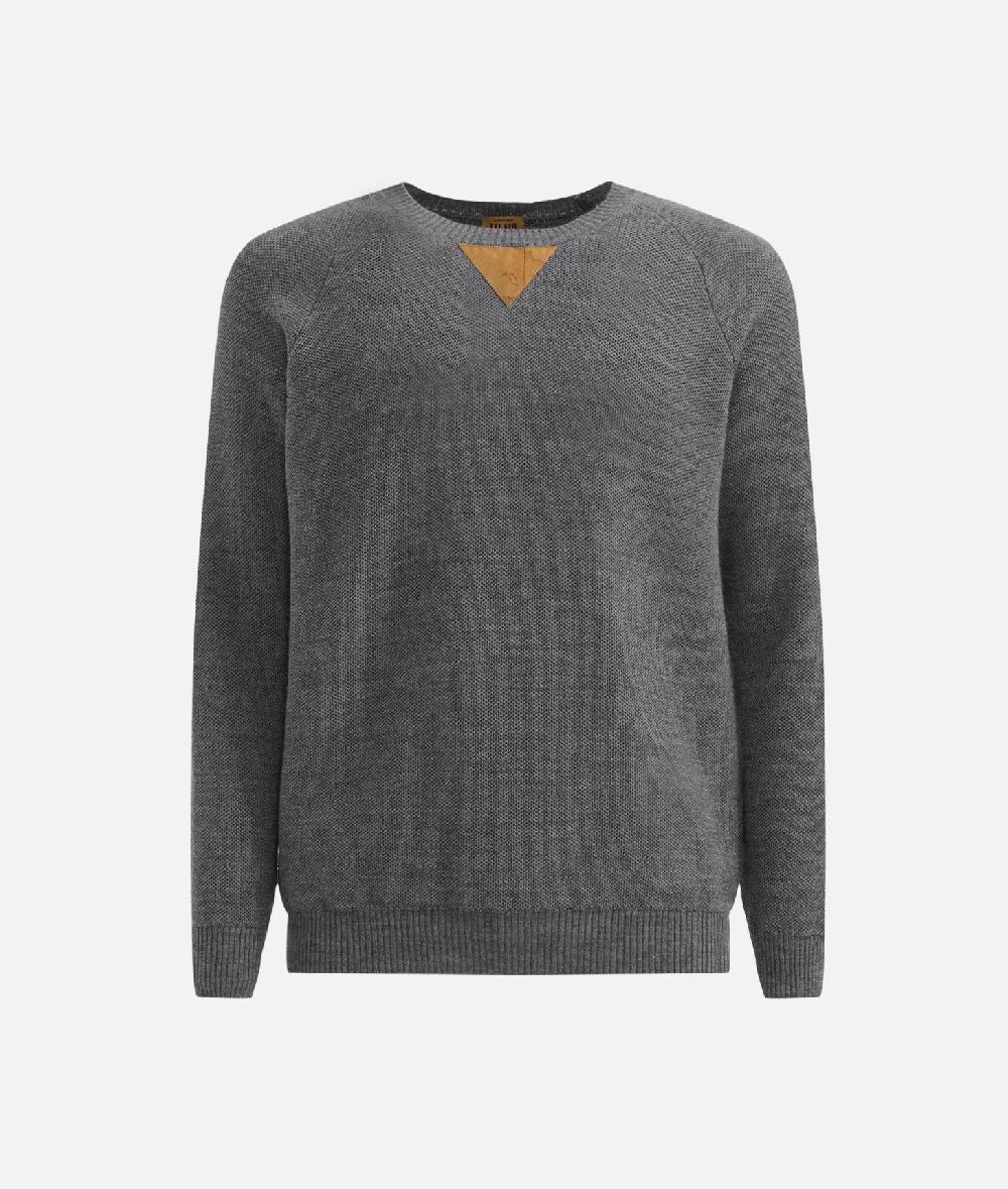 Alviero martini 1a classe Girocollo in filato misto lana con toppe Geo Classic Grigio Moda