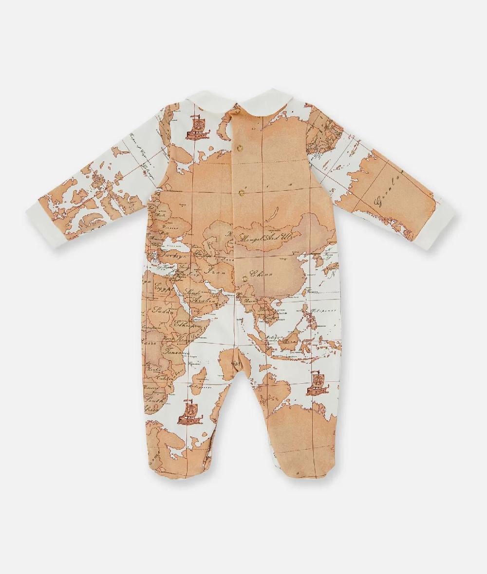 Alviero martini 1a classe Tutina in cotone con mappa Geo Classic Panna Outlet