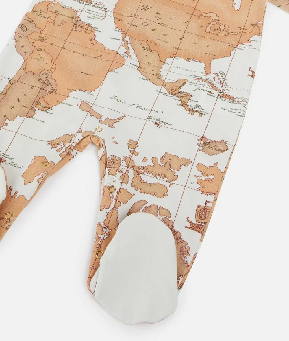 Alviero martini 1a classe Tutina in cotone con mappa Geo Classic Panna Outlet