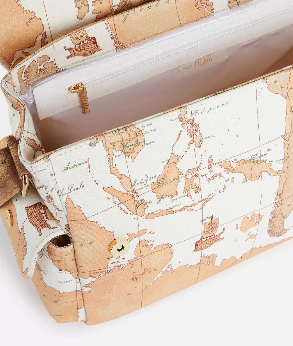 Alviero martini 1a classe Borsa a tracolla con mappa Geo Classic Panna In Vendita