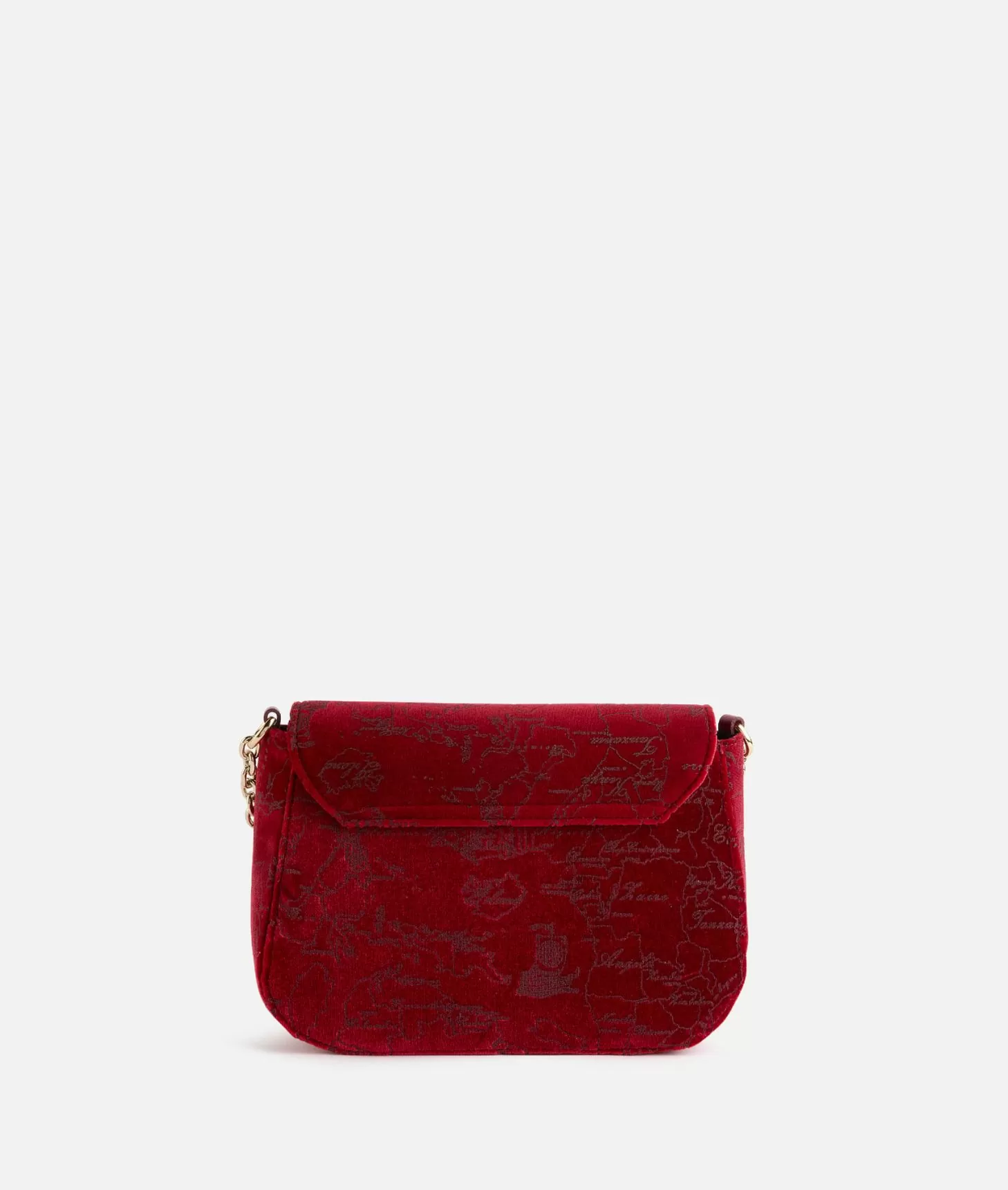 Alviero martini 1a classe Moments Bag tracolla con patta e catena in velluto Geo Filetto Rossa Vendite Flash