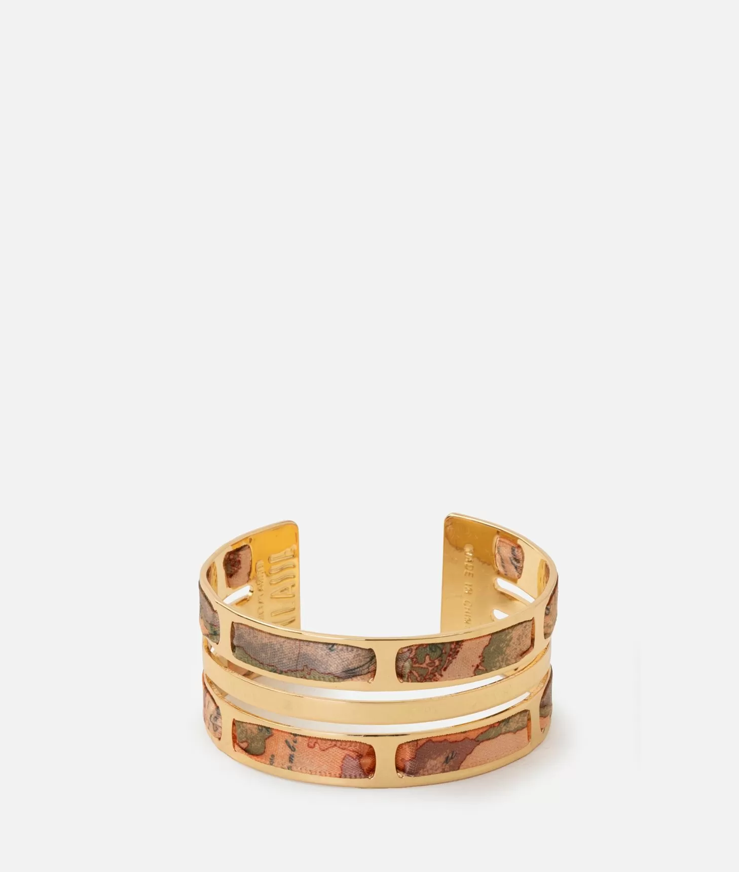 Alviero martini 1a classe Bangle doppio con nastro Geo Classic Oro Chiaro Nuovo