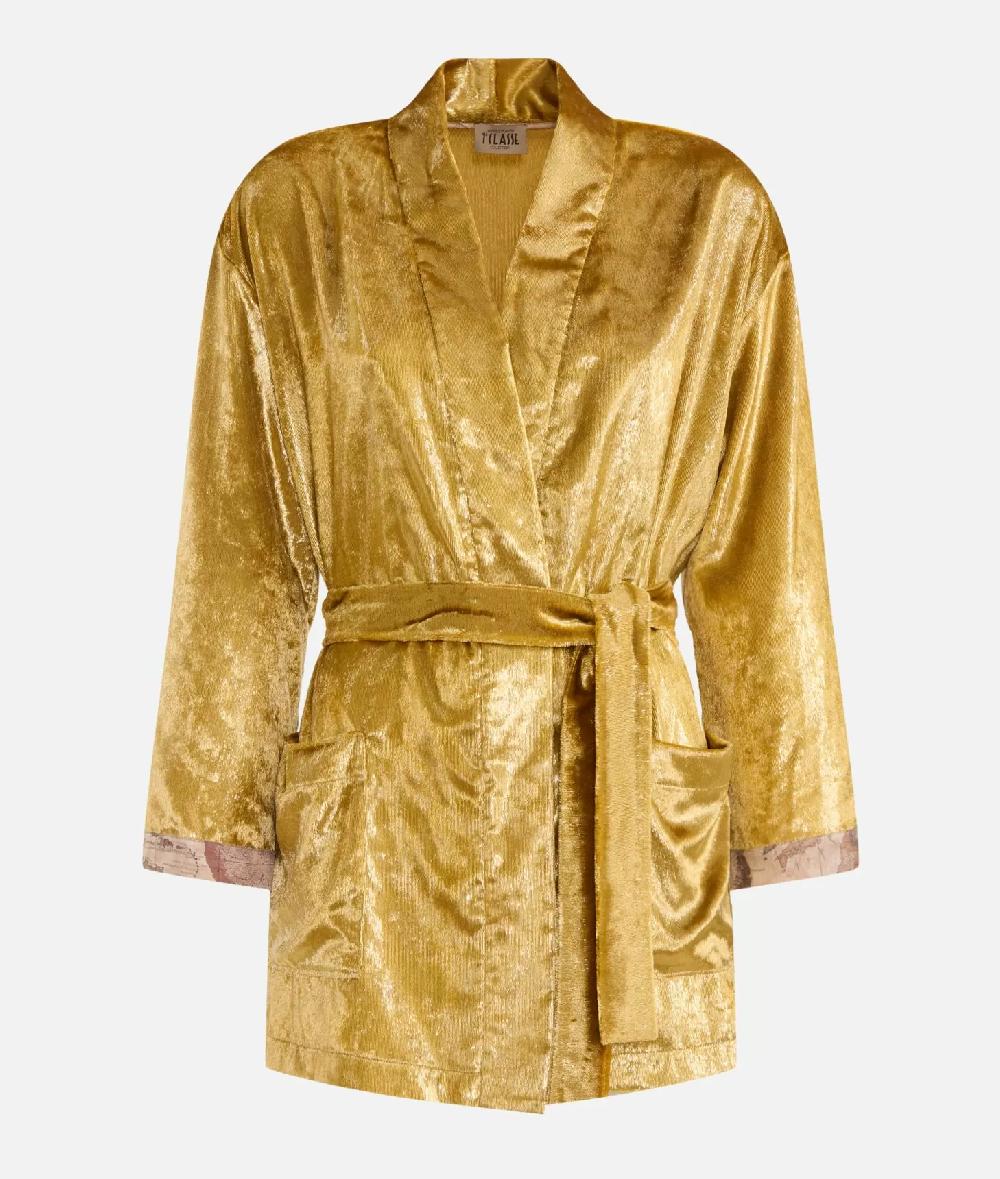 Alviero martini 1a classe Giacca kimono in velluto lurex special Oro Economico