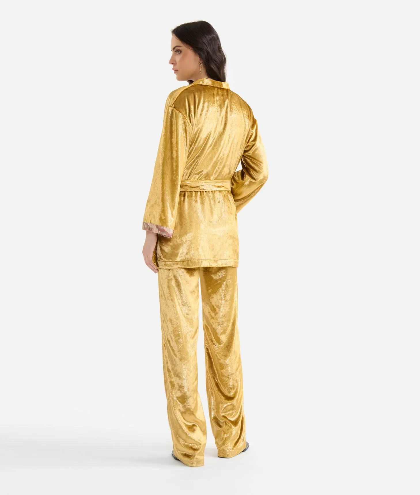 Alviero martini 1a classe Giacca kimono in velluto lurex special Oro Economico