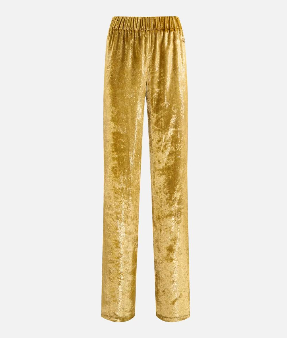 Alviero martini 1a classe Pantaloni palazzo in velluto lurex special Oro Online