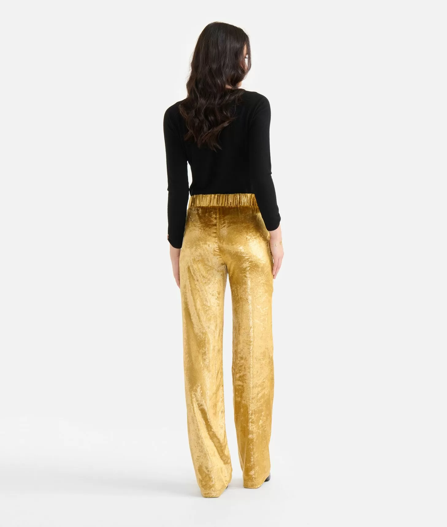 Alviero martini 1a classe Pantaloni palazzo in velluto lurex special Oro Online