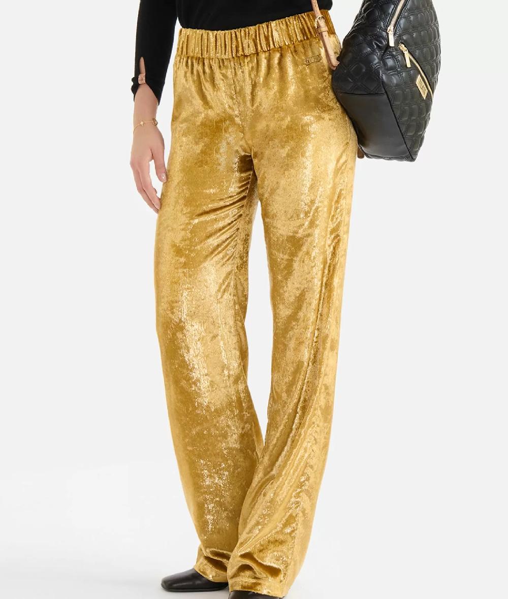 Alviero martini 1a classe Pantaloni palazzo in velluto lurex special Oro Online