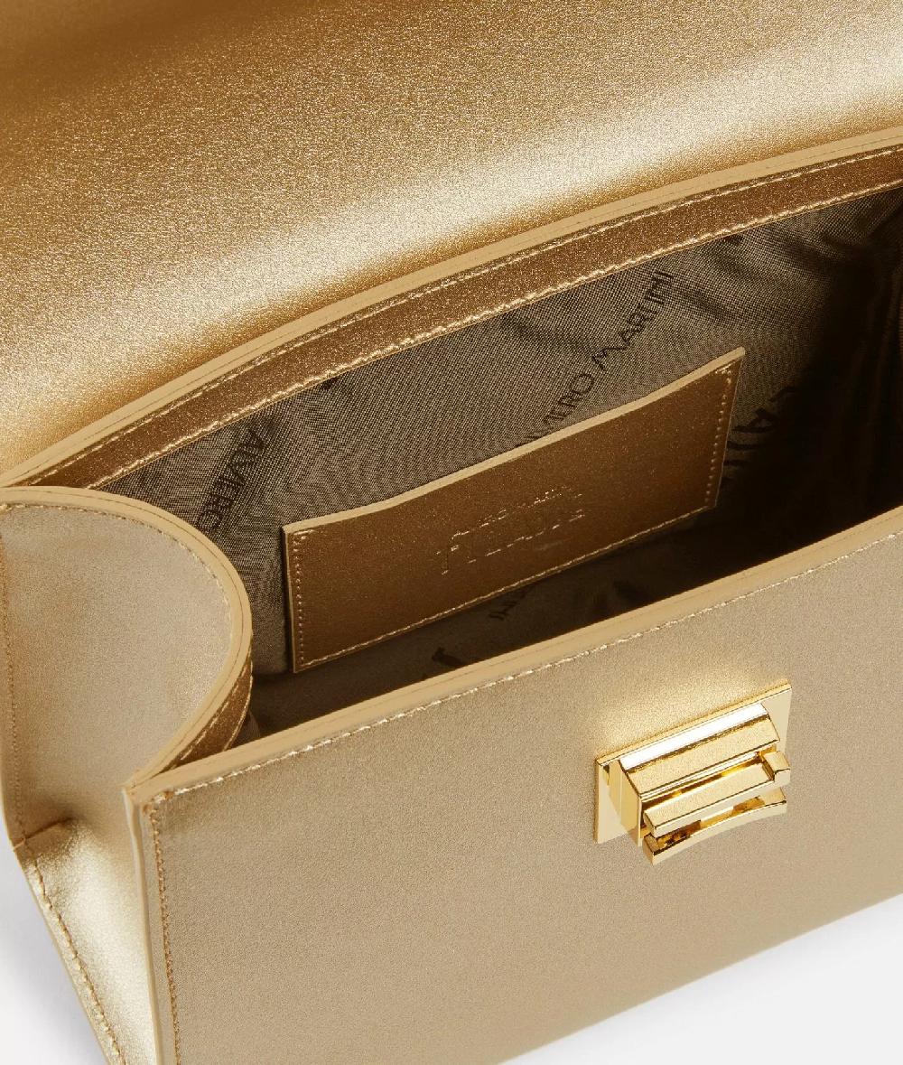 Alviero martini 1a classe Winter Spirit mini tote con tracolla in pelle laminata Oro Chiaro Outlet