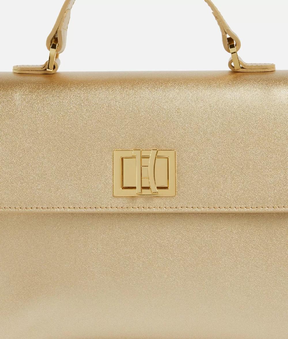 Alviero martini 1a classe Winter Spirit mini tote con tracolla in pelle laminata Oro Chiaro Outlet