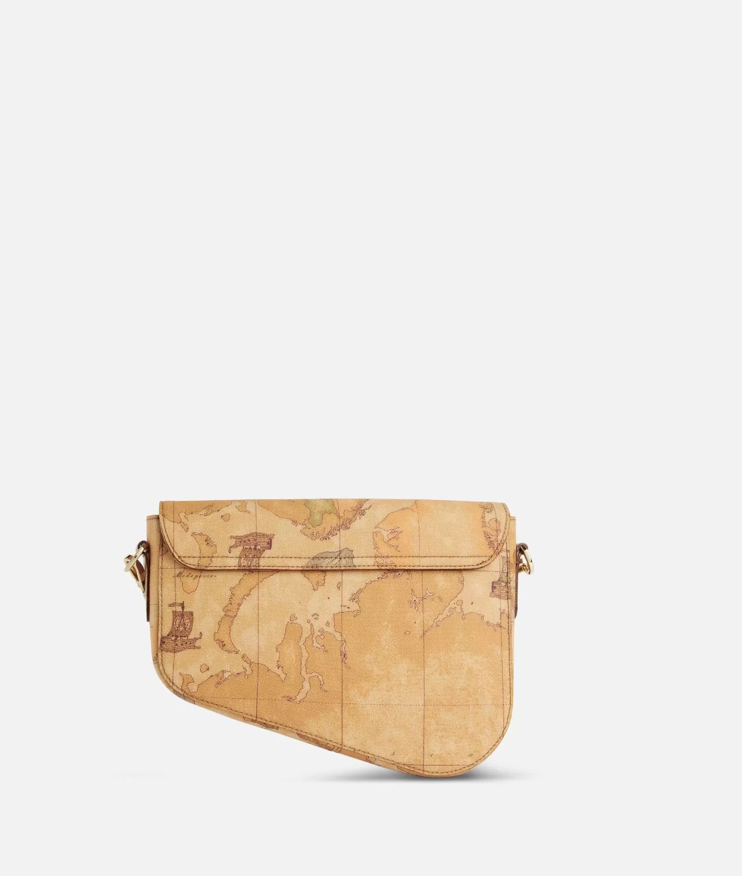Alviero martini 1a classe Borsa a tracolla con patta in tessuto stampa Geo Classic Naturale Nuovo