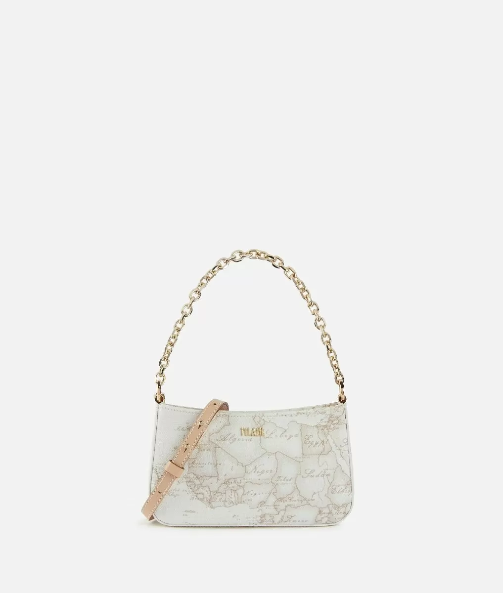 Alviero martini 1a classe Pochette con tracolla in tessuto Geo White Bianca