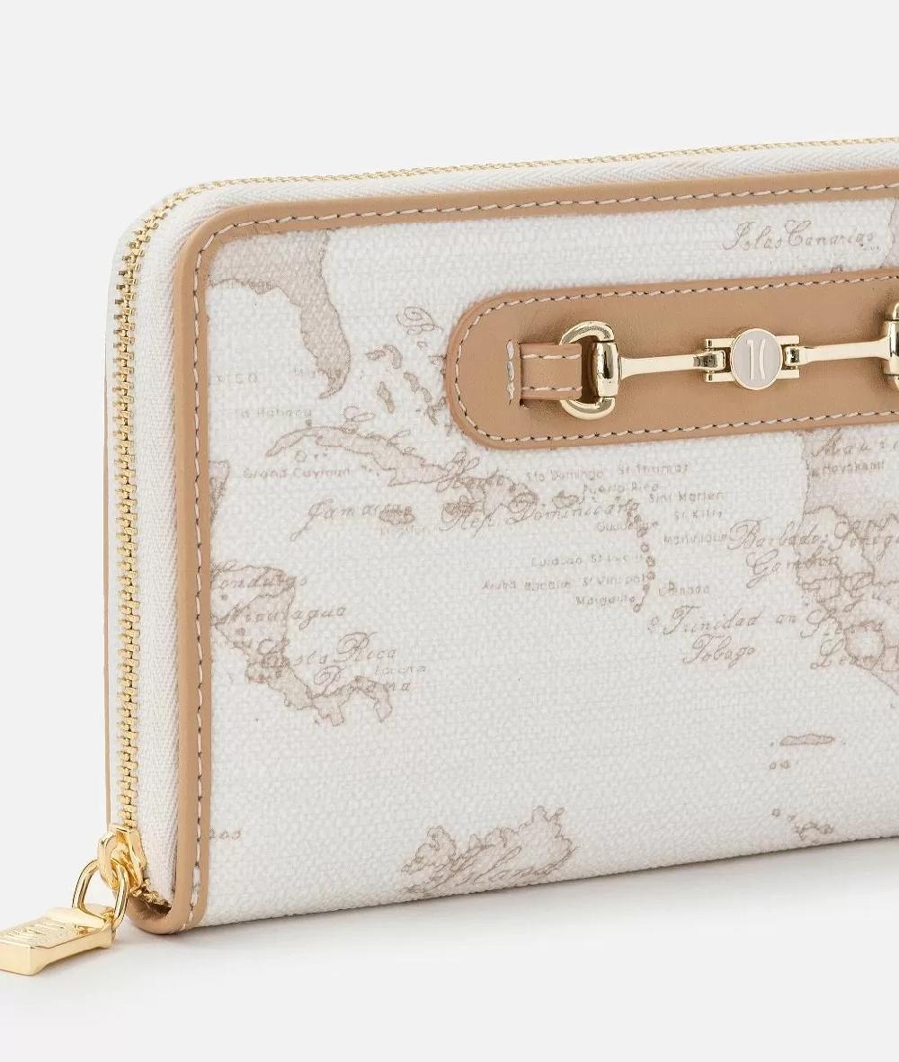 Alviero martini 1a classe Geo White portafoglio ziparound con morsetto Spedizione gratuita