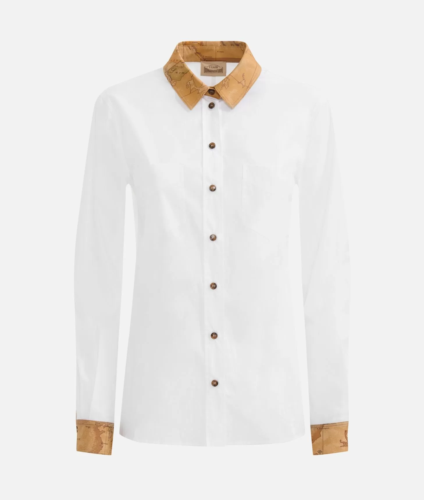 Alviero martini 1a classe Camicia in popeline di cotone stretch con dettagli Geo Classic Bianca Nuovo