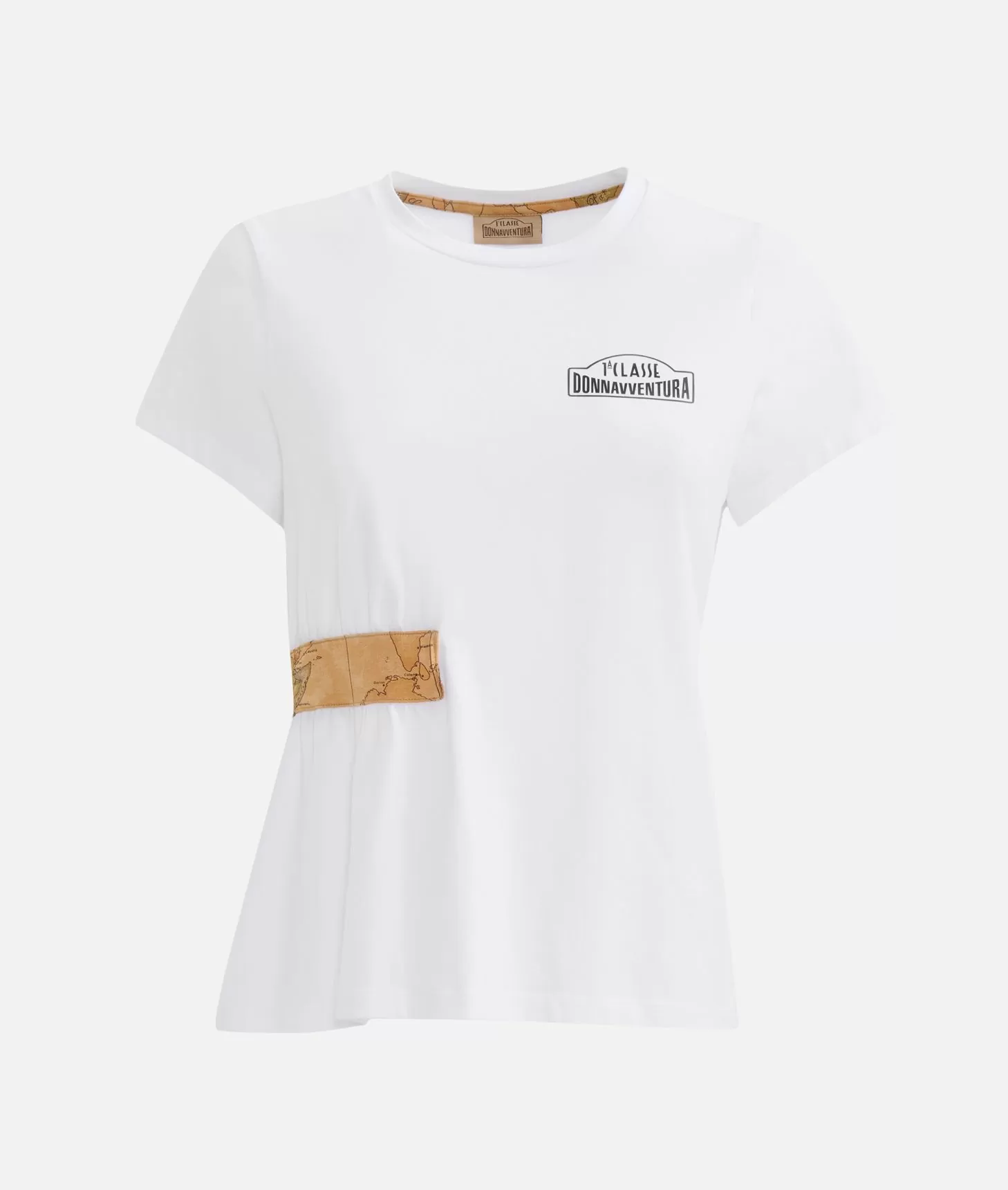 Alviero martini 1a classe T-shirt in jersey di cotone stretch con arriccio Bianca Qualità