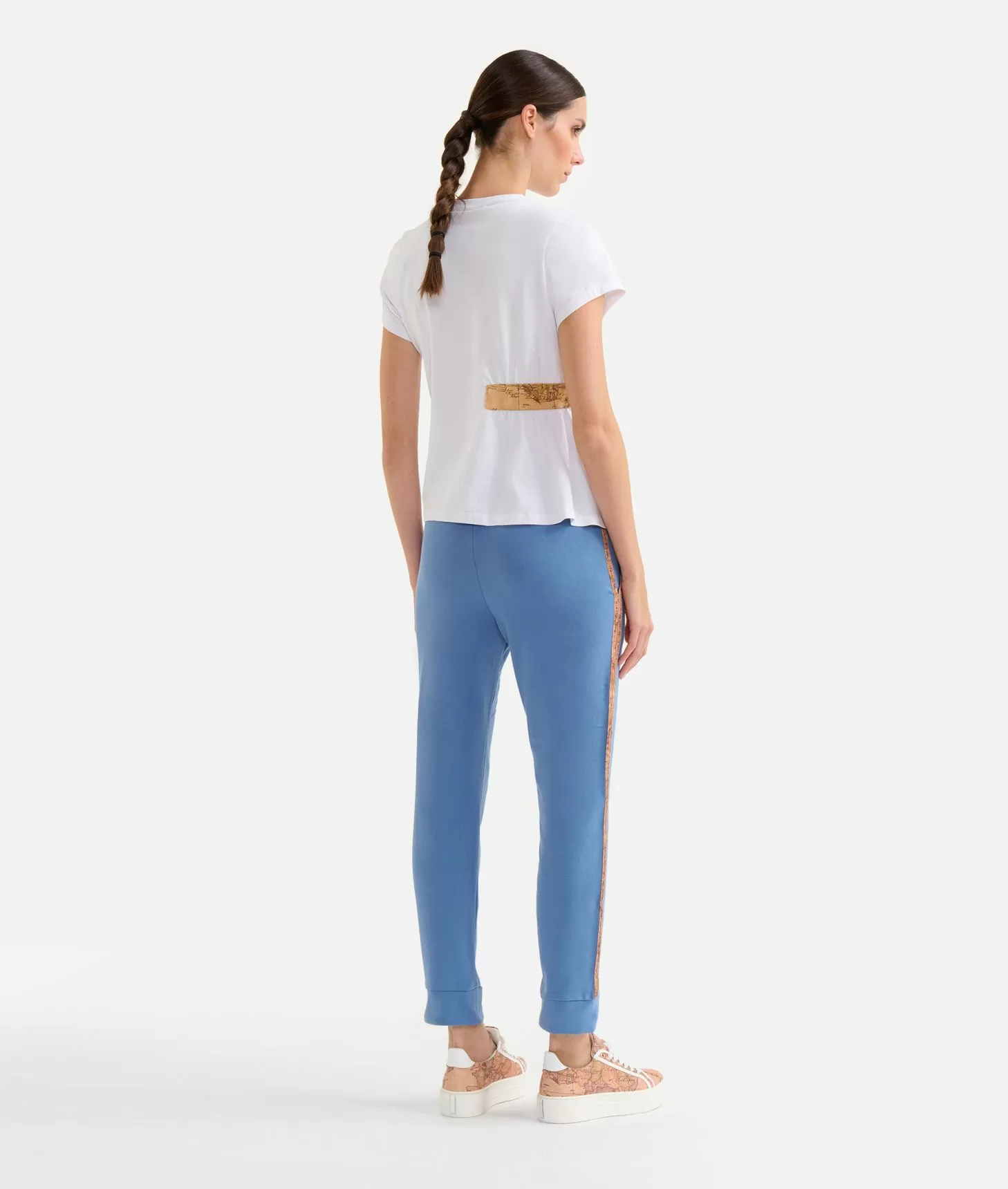Alviero martini 1a classe T-shirt in jersey di cotone stretch con arriccio Bianca Qualità
