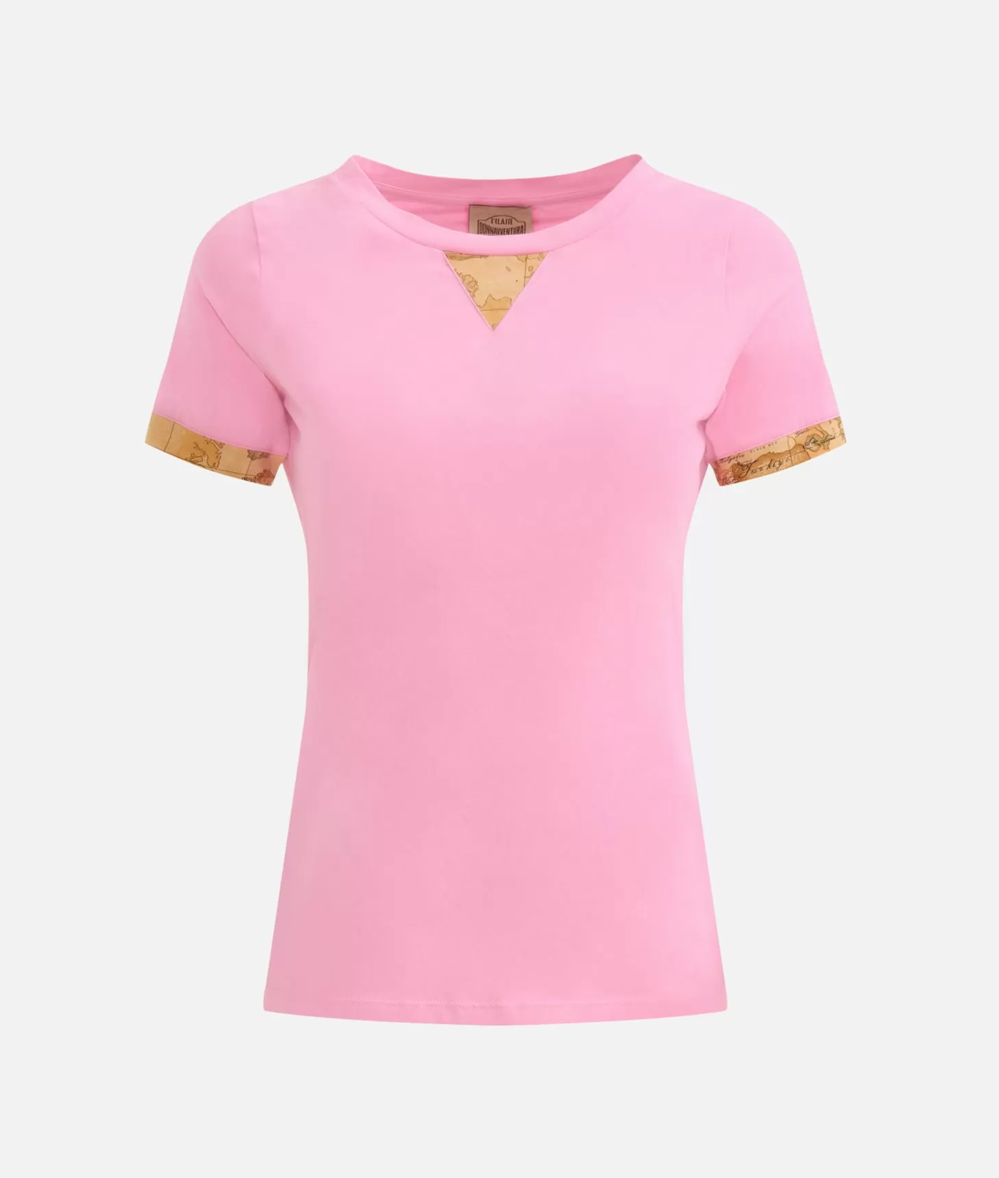 Alviero martini 1a classe T-shirt in jersey di cotone stretch con dettaglio Geo Classic Rosa Confetto Promozione