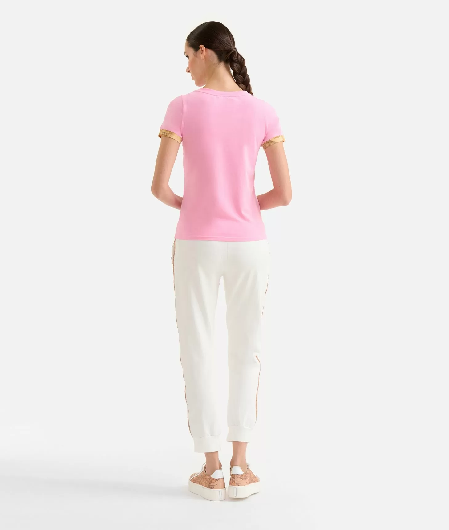Alviero martini 1a classe T-shirt in jersey di cotone stretch con dettaglio Geo Classic Rosa Confetto Promozione