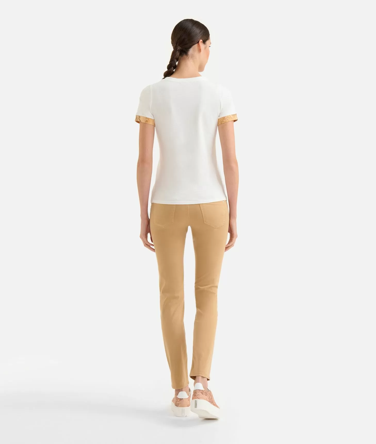 Alviero martini 1a classe T-shirt in jersey di cotone stretch con dettaglio Geo Classic Gesso Spedizione Gratuita