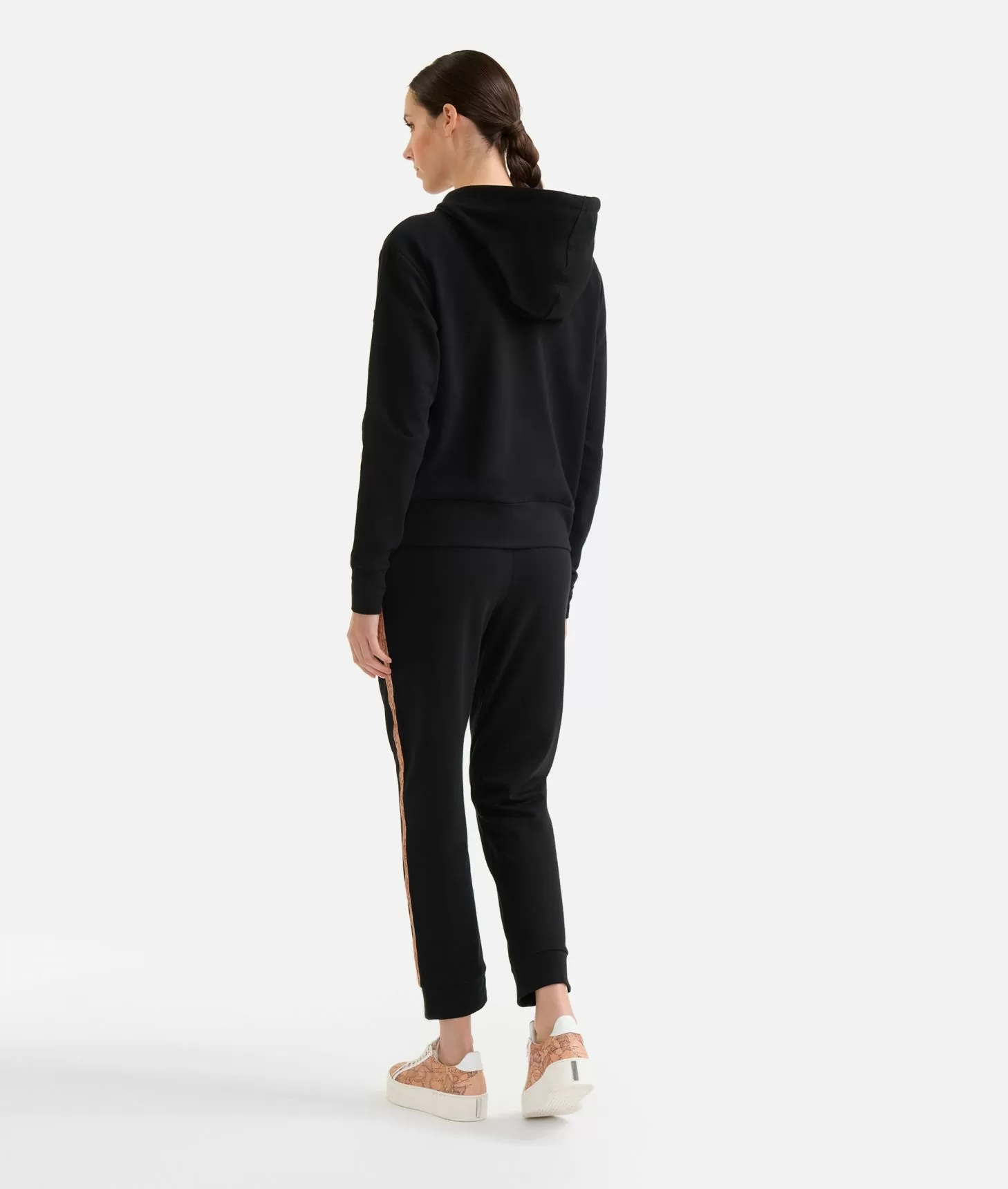 Alviero martini 1a classe Felpa in cotone garzato stretch con patch Donnavventura Nera Consegna Veloce