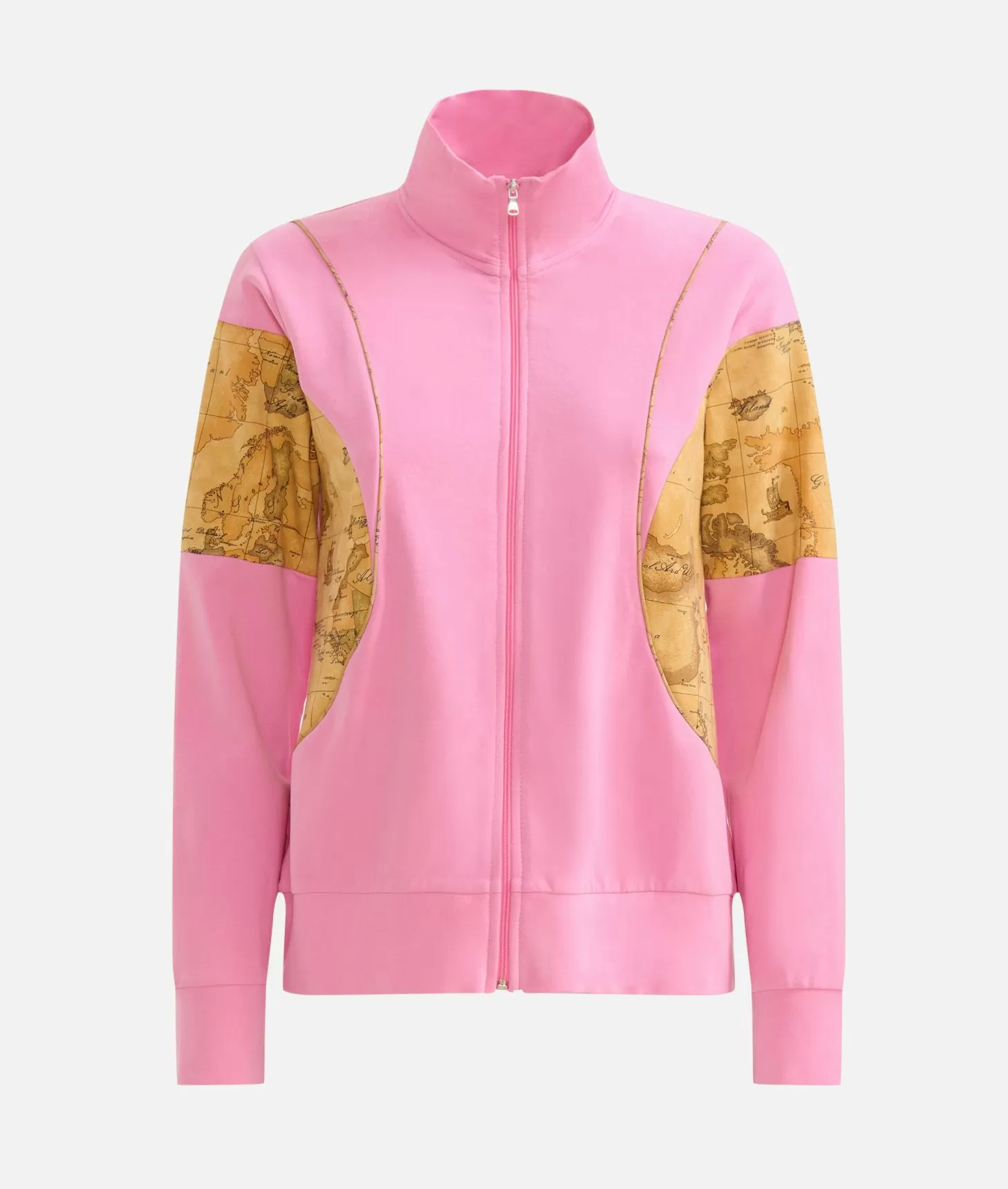 Alviero martini 1a classe Felpa con zip in cotone garzato stretch con inserti Geo Classic Rosa Confetto Prezzo Ridotto
