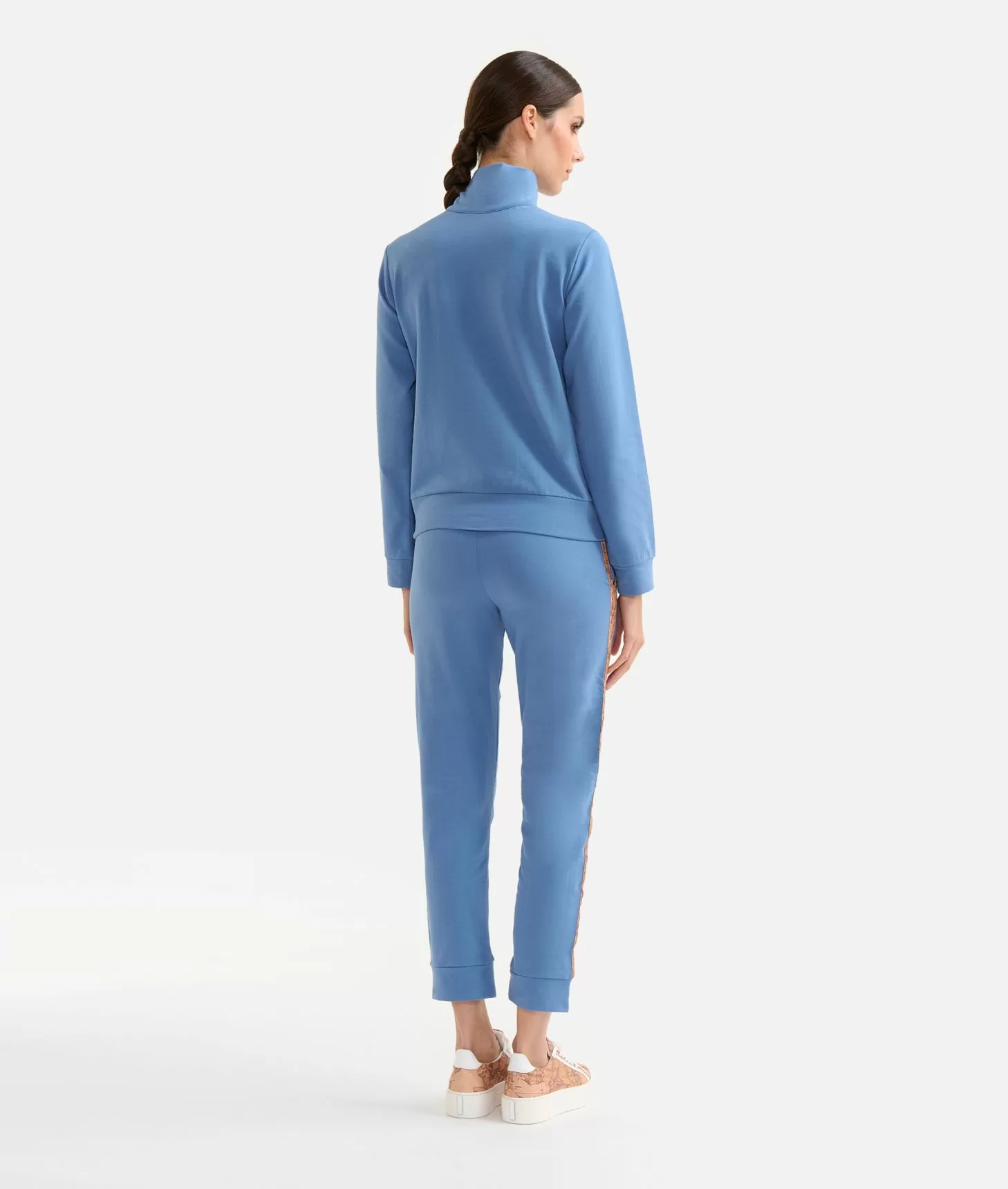 Alviero martini 1a classe Felpa in cotone garzato stretch con intarsio Geo Classic Denim Novità