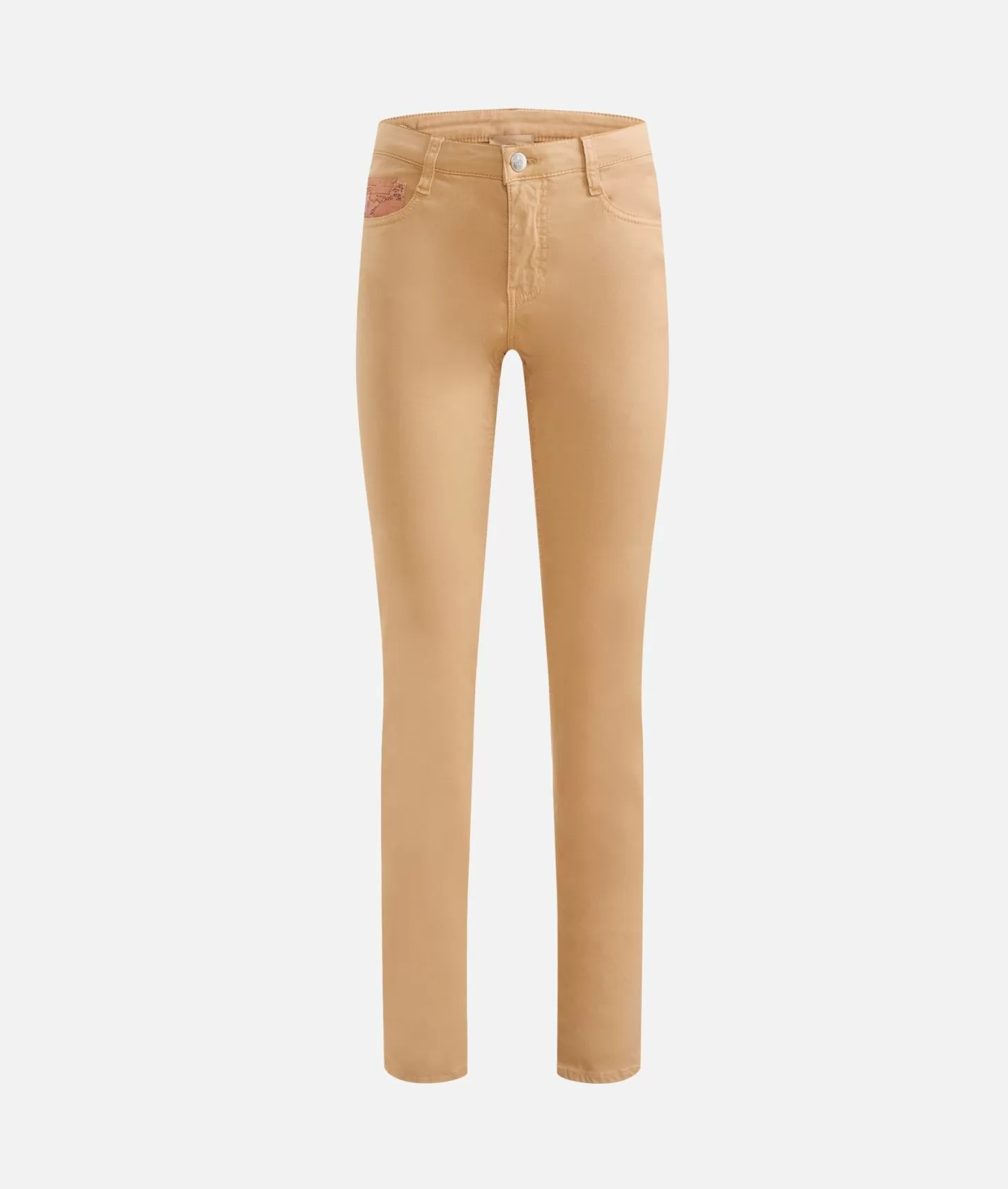Alviero martini 1a classe Pantaloni in gabardina smerigliata tinti in capo con taschino Geo Classic Cammello Economico