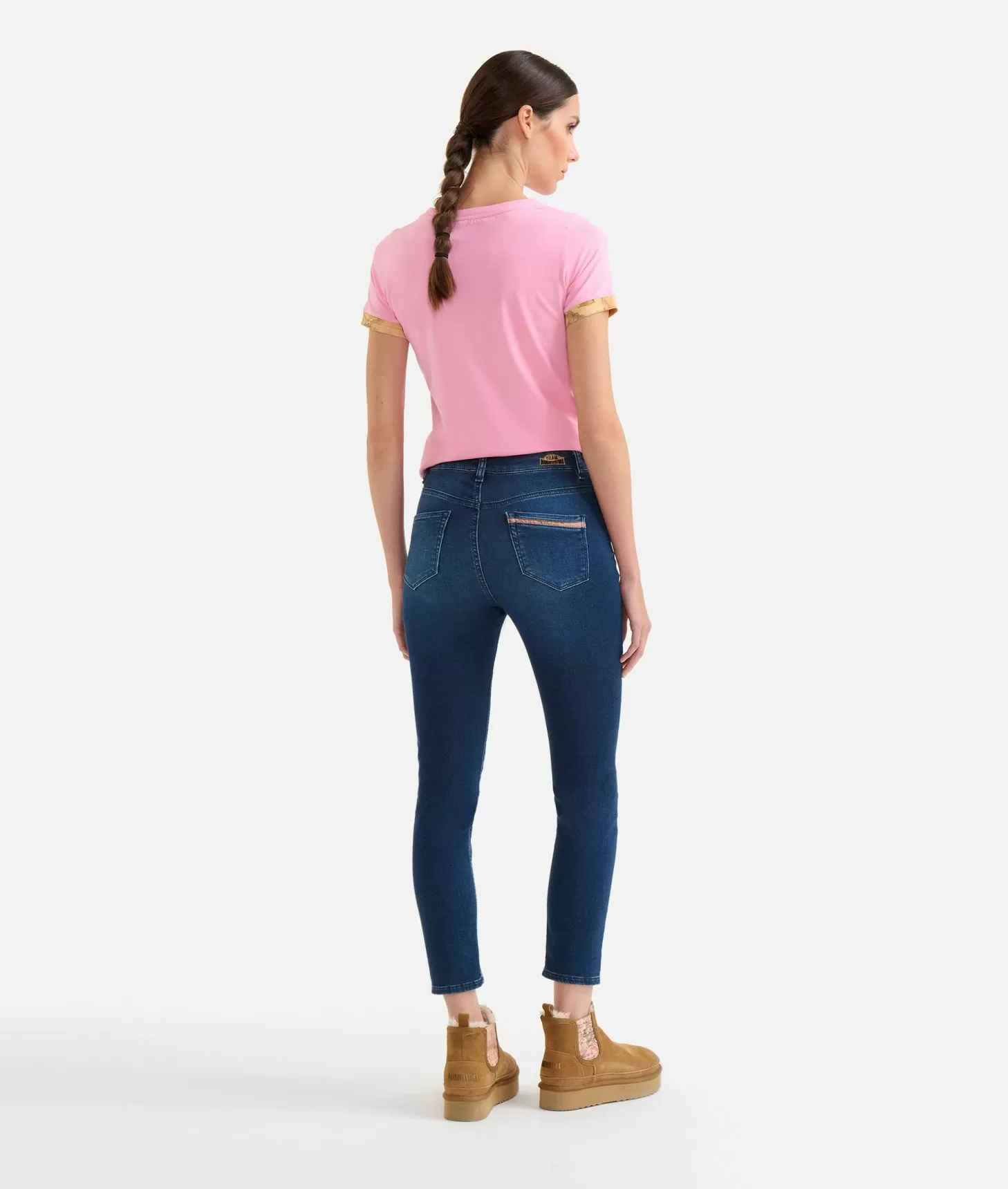 Alviero martini 1a classe Jeans slim in denim felpa a vita alta Blu Stone Online