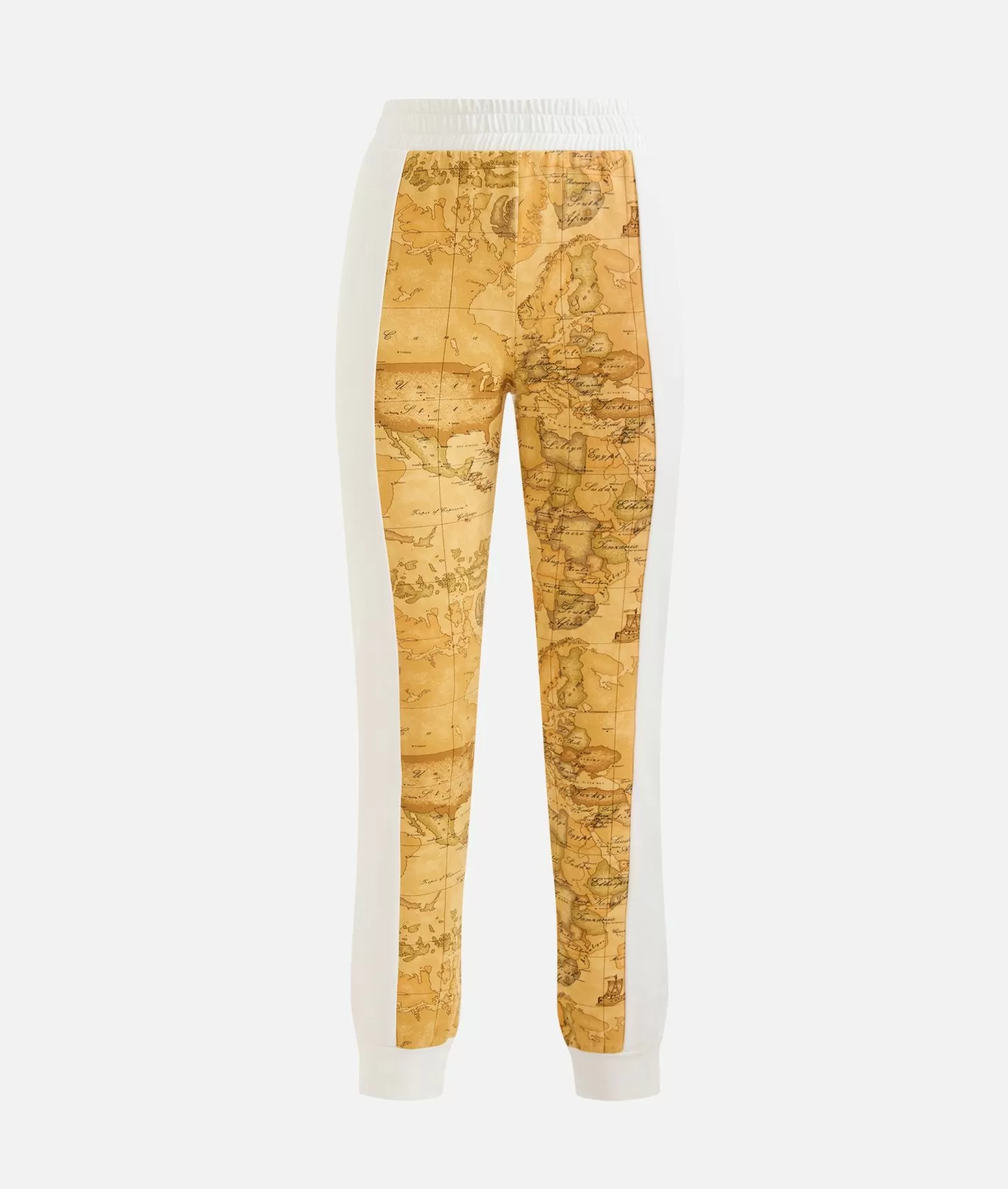 Alviero martini 1a classe Pantaloni in felpa garzata stretch con intarsio Geo Classic Avorio Hotsell