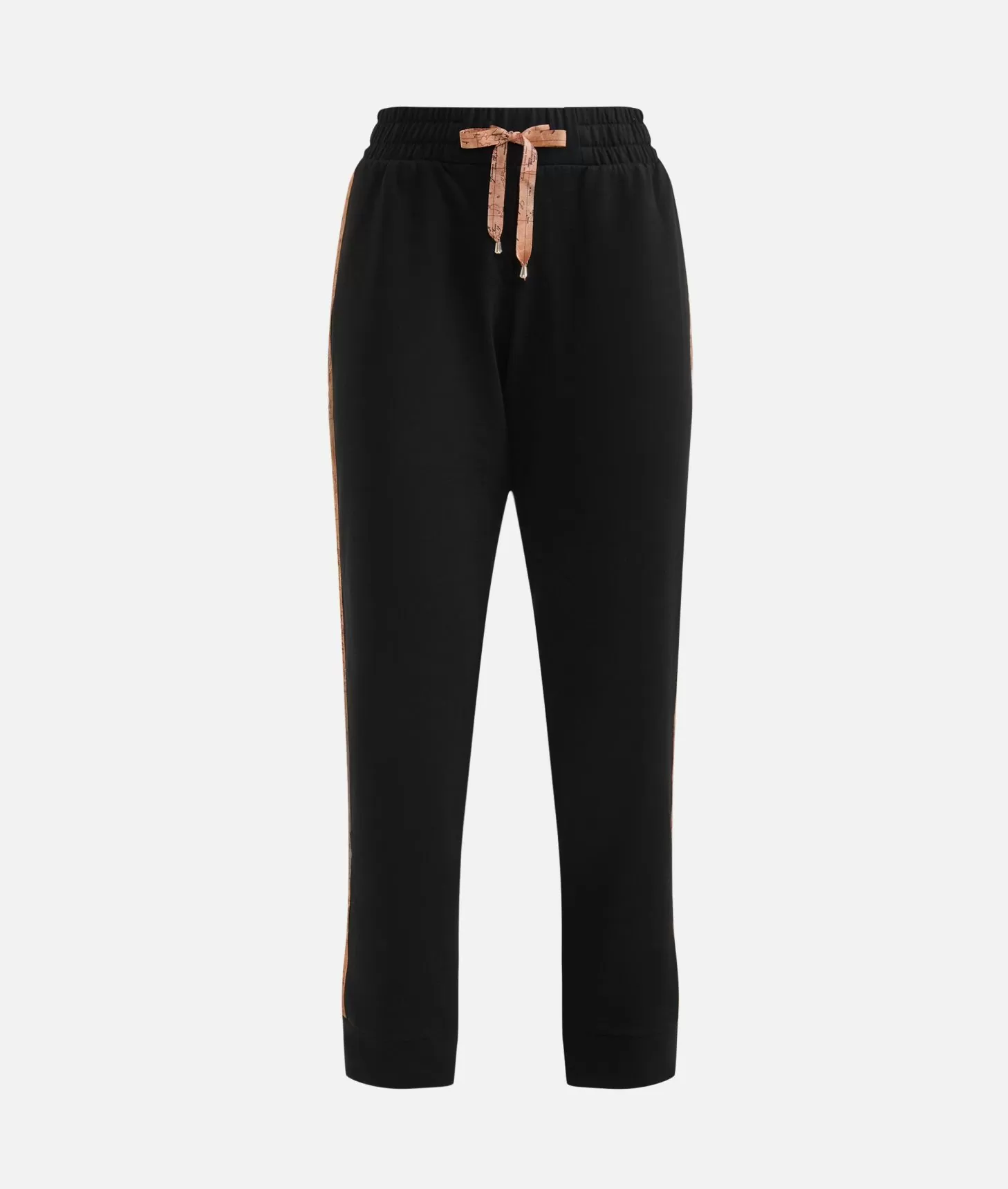 Alviero martini 1a classe Pantaloni in felpa garzata stretch con profili Geo Classic Neri Vendita Calda