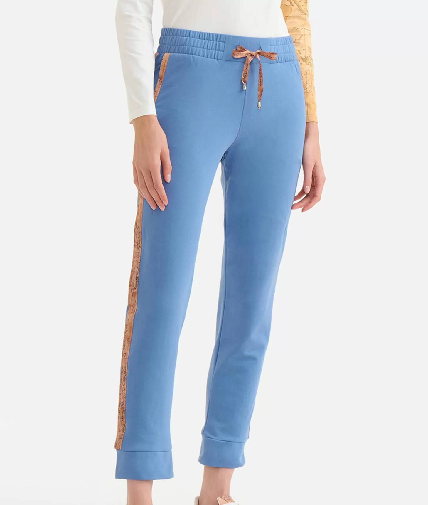 Alviero martini 1a classe Pantaloni in felpa garzata stretch con profili Geo Classic Denim Vendita Economica