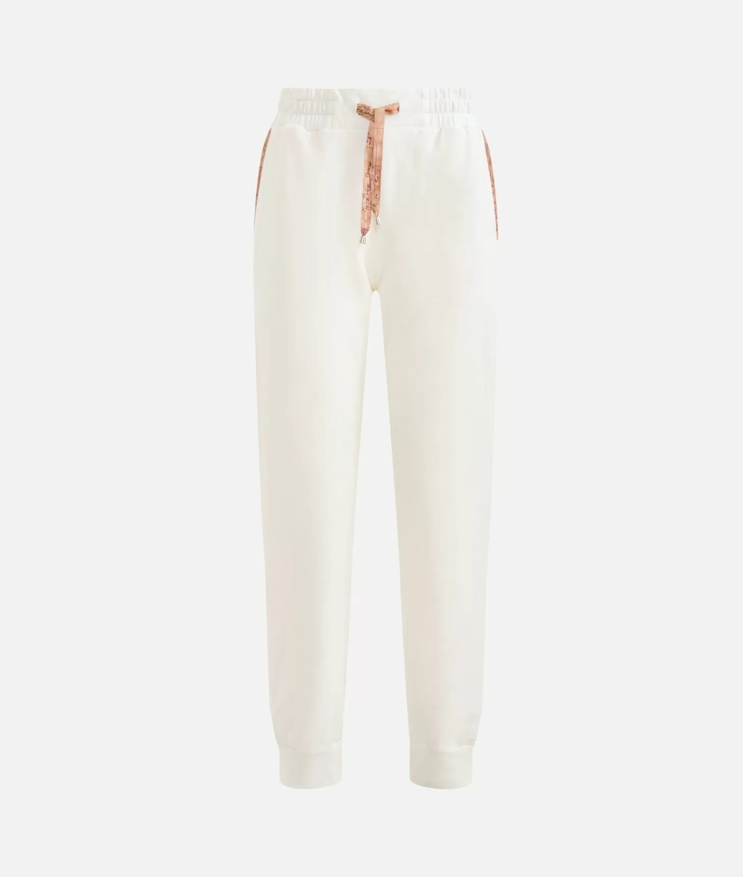 Alviero martini 1a classe Pantaloni in felpa garzata stretch con profili Geo Classic Avorio Saldi Di Fabbrica