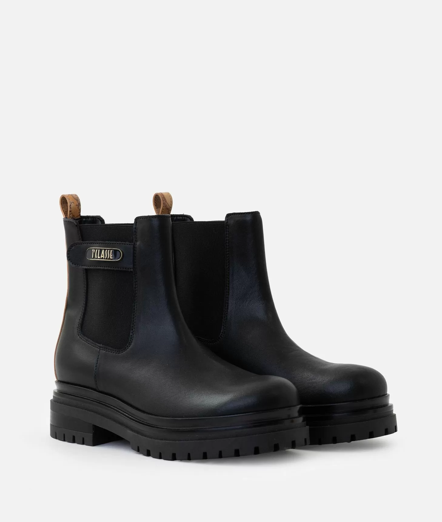 Alviero martini 1a classe Stivaletti beatles in pelle liscia con placchetta 1ᴬ Classe Neri Spedizione gratuita