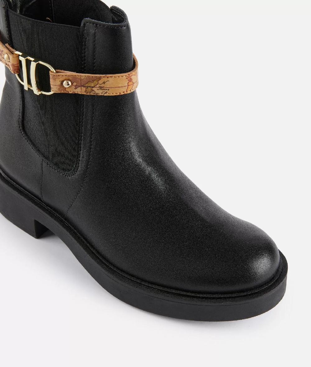 Alviero martini 1a classe Stivaletti beatles in pelle liscia con cinturino Geo Classic Neri Negozio online di fabbrica