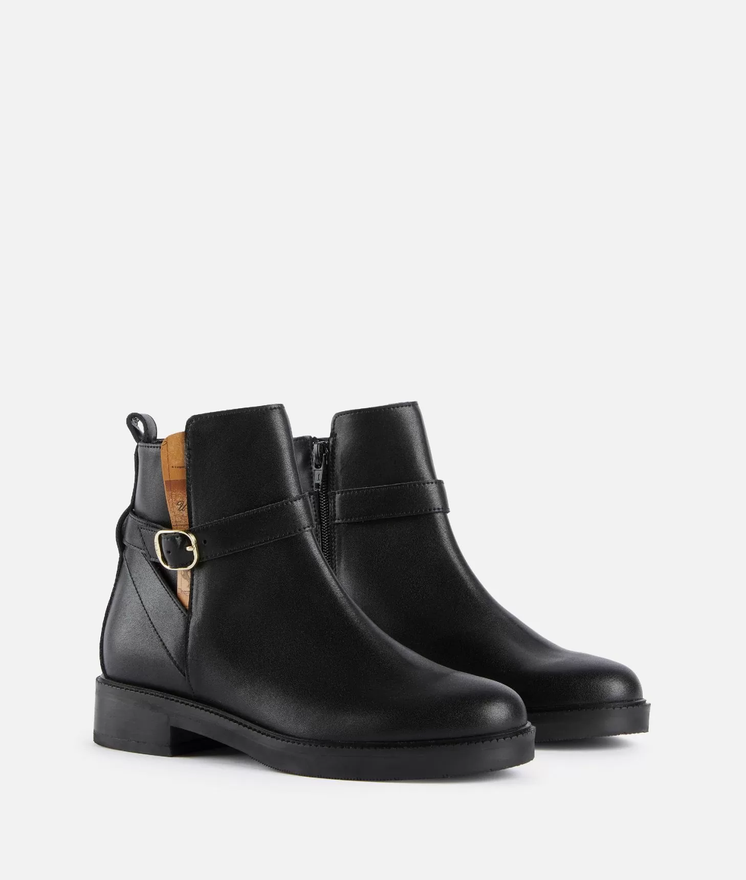 Alviero martini 1a classe Stivaletti beatles in pelle liscia con cinturino Neri Offerta speciale