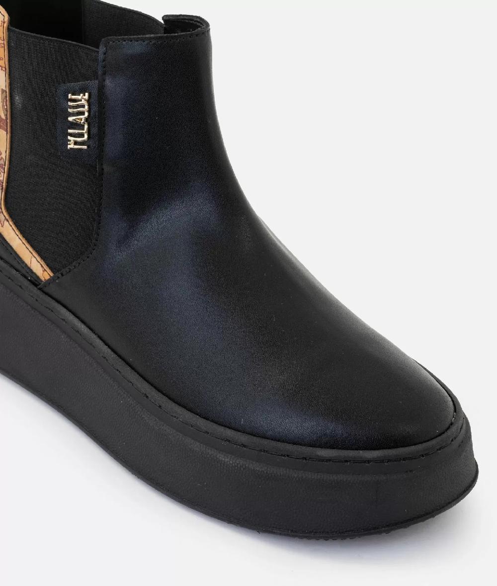 Alviero martini 1a classe Polacchini in pelle liscia con inserti Geo Classic Neri Flash Sale