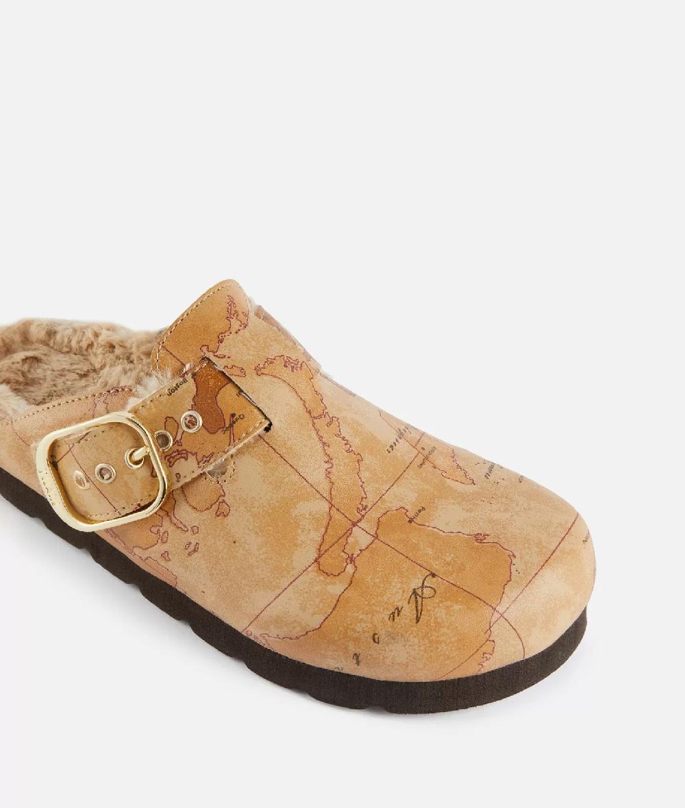 Alviero martini 1a classe Sabot con ecopelliccia in eco nappa stampa Geo Classic Fornitura limitata