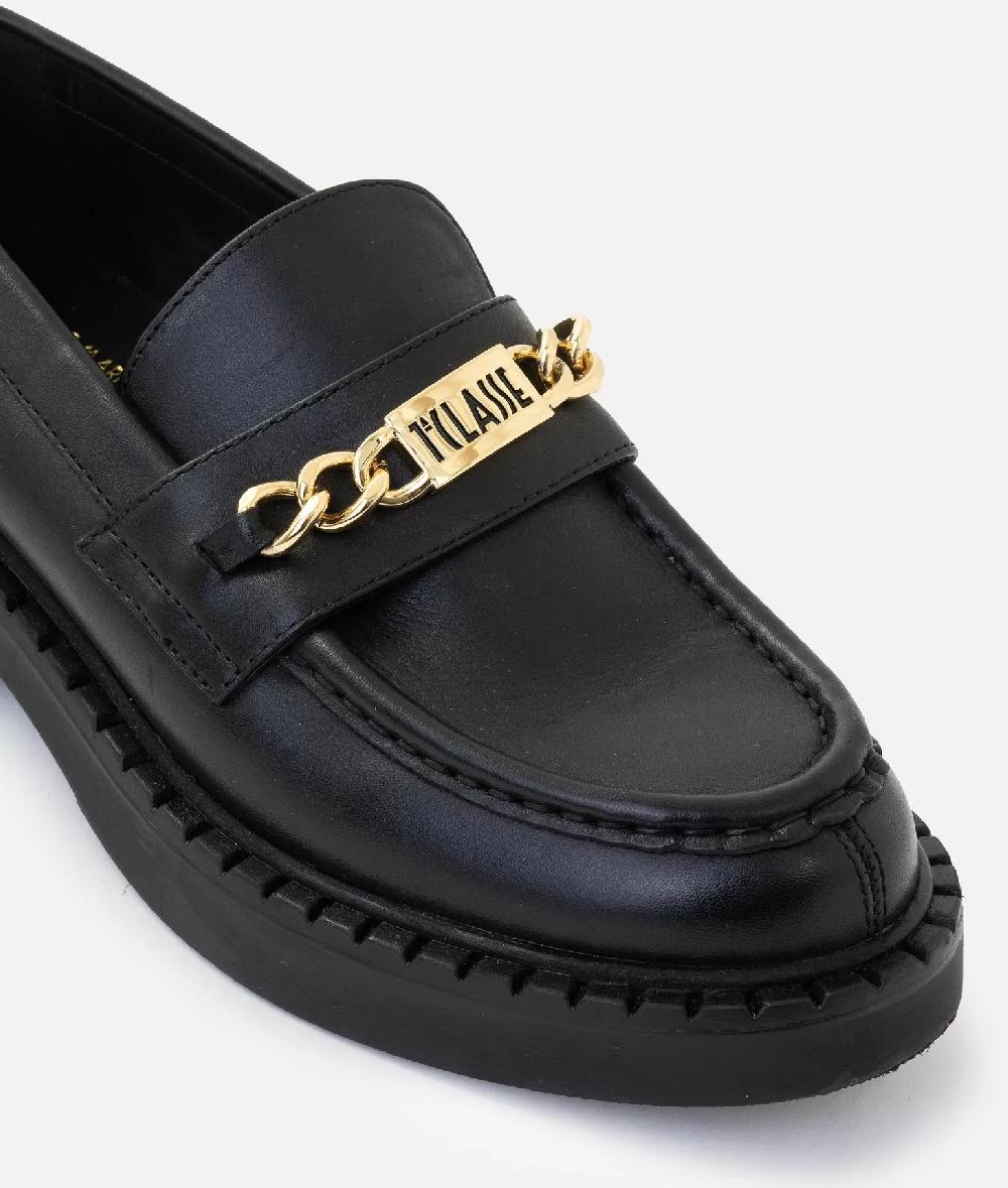 Alviero martini 1a classe Mocassini in pelle liscia con morsetto 1ᴬ Classe Neri Offerta San Valentino
