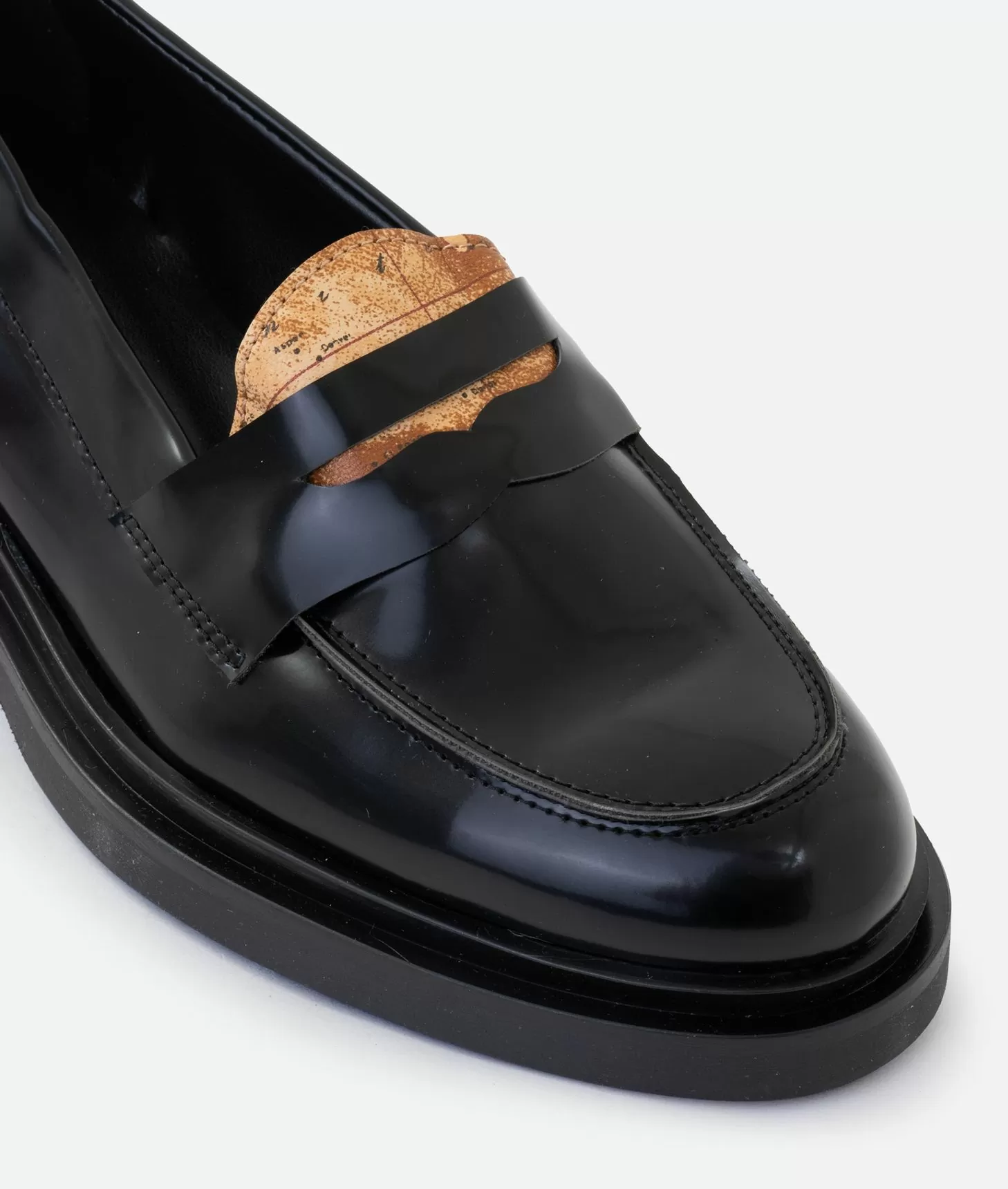 Alviero martini 1a classe Mocassini in eco pelle spazzolata con linguetta Geo Classic Neri Smaltimento dello stoccaggio