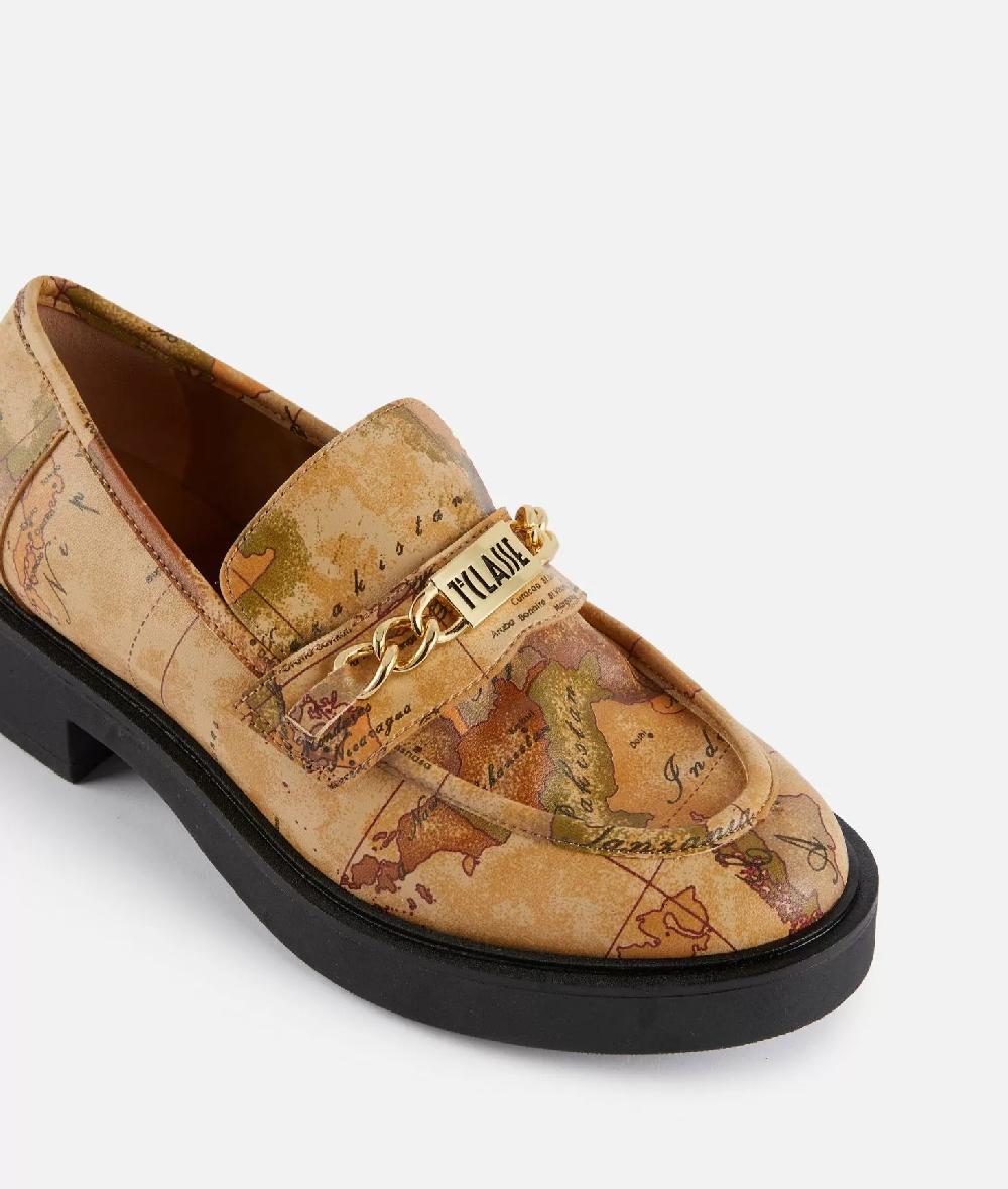 Alviero martini 1a classe Mocassini con morsetto in eco nappa stampa Geo Classic Vendita calda