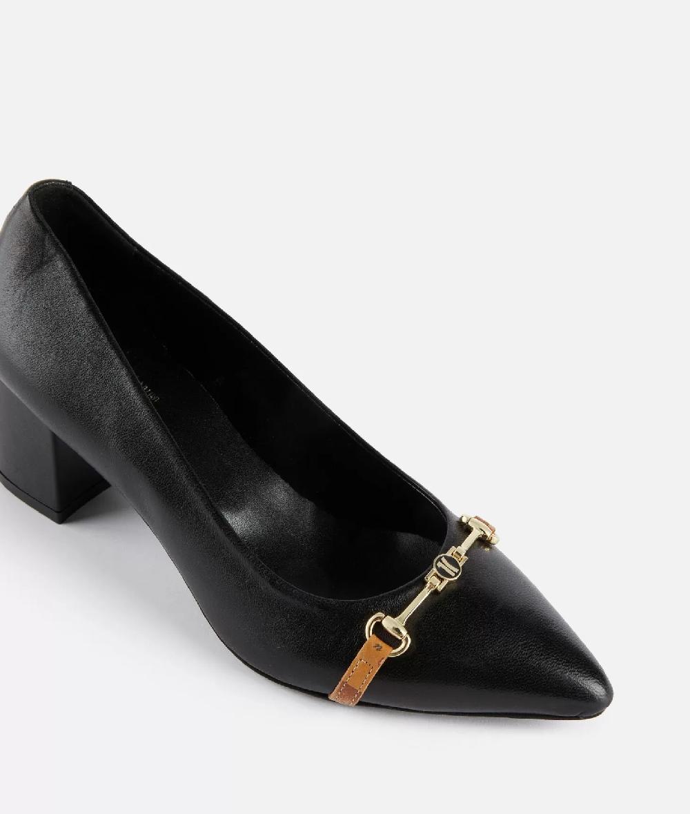 Alviero martini 1a classe Décolleté in pelle lucida con morsetto 1C Nere Offerta migliore