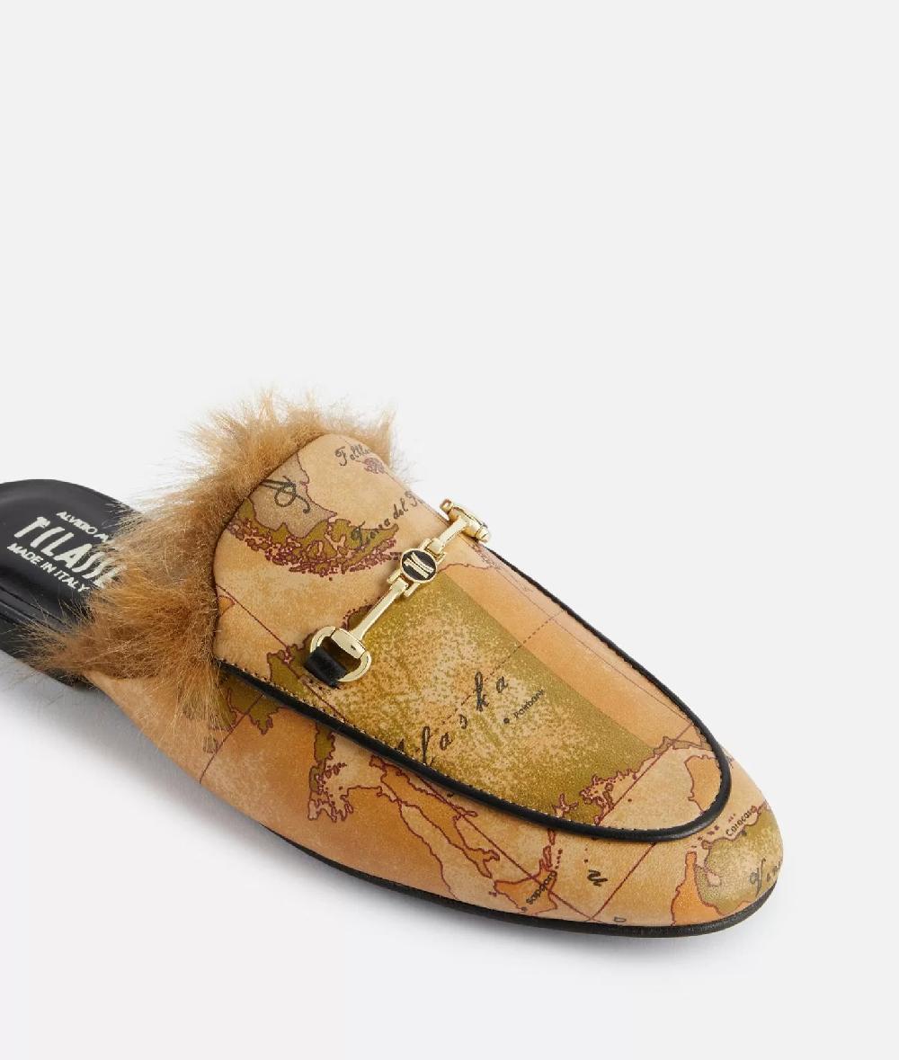 Alviero martini 1a classe Slipper con morsetto 1C in eco nappa stampa Geo Classic Offerte esclusive