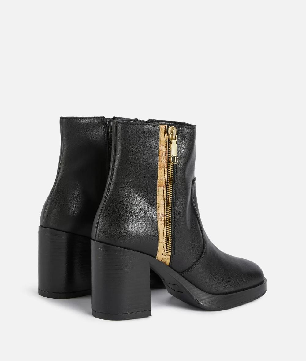 Alviero martini 1a classe Tronchetti alti in pelle liscia con zip 1C Neri Ritorno libero