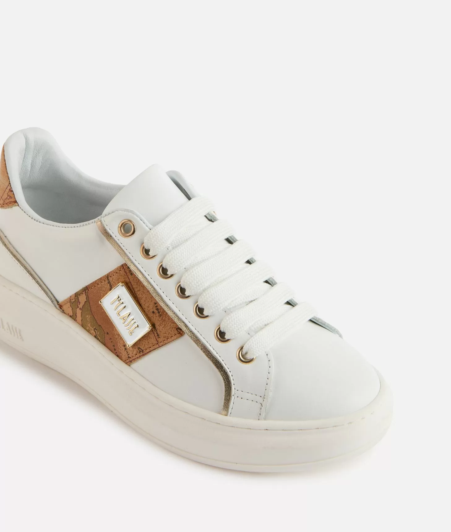 Alviero martini 1a classe Sneakers in pelle liscia con targhetta 1ᴬ Classe smaltata Bianche Enormi sconti