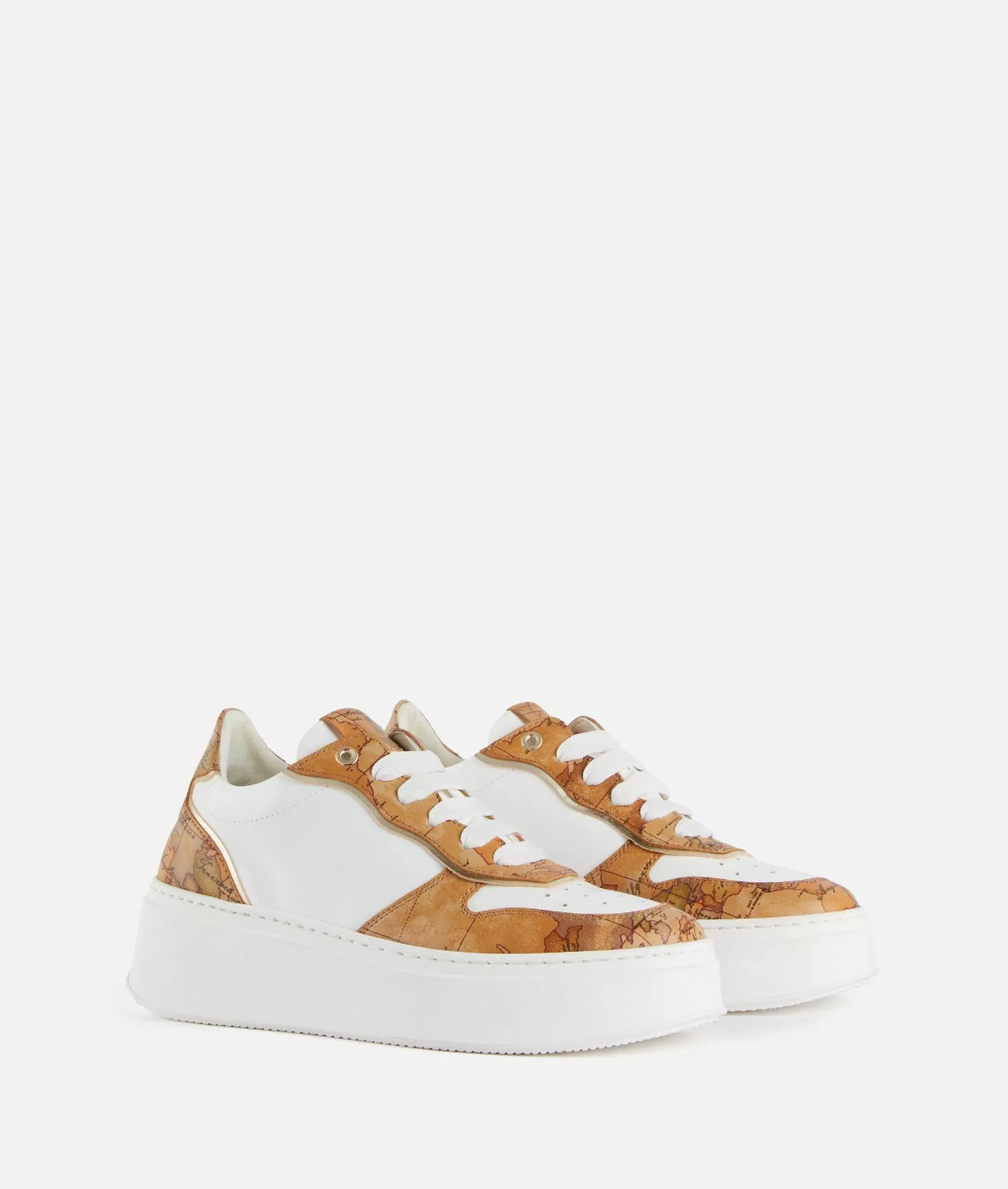 Alviero martini 1a classe Sneakers zeppate in eco nappa con dettagli Geo Classic Bianche Officina