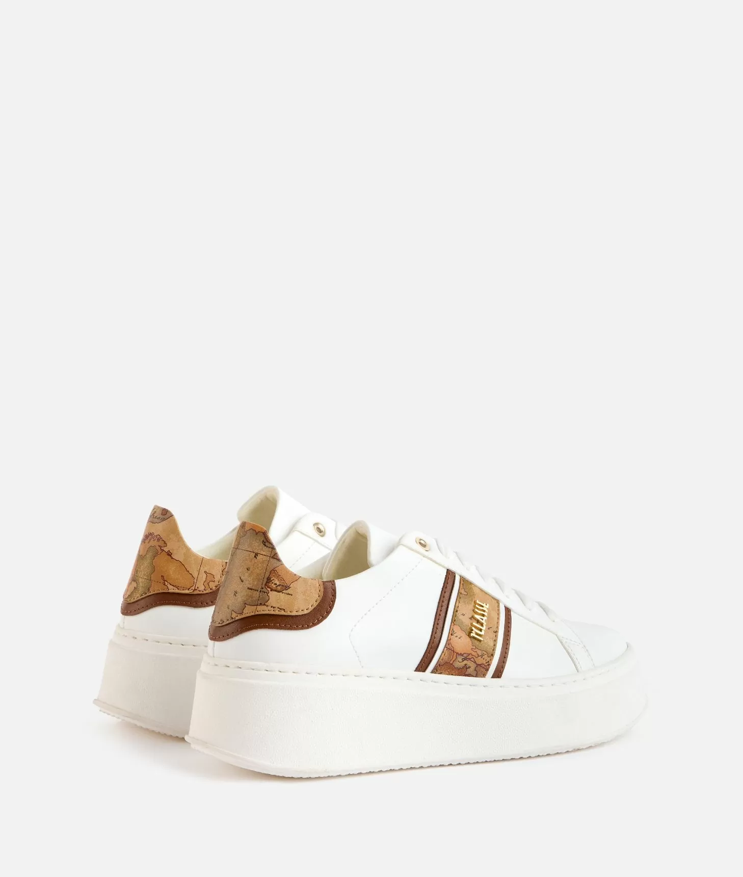Alviero martini 1a classe Sneakers zeppate in eco nappa con banda Geo Classic Bianche Limitato a 3 giorni