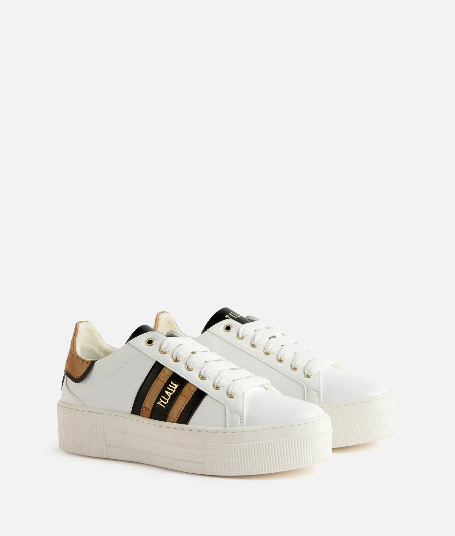Alviero martini 1a classe Sneakers in eco nappa con bande laterali Bianche In vendita